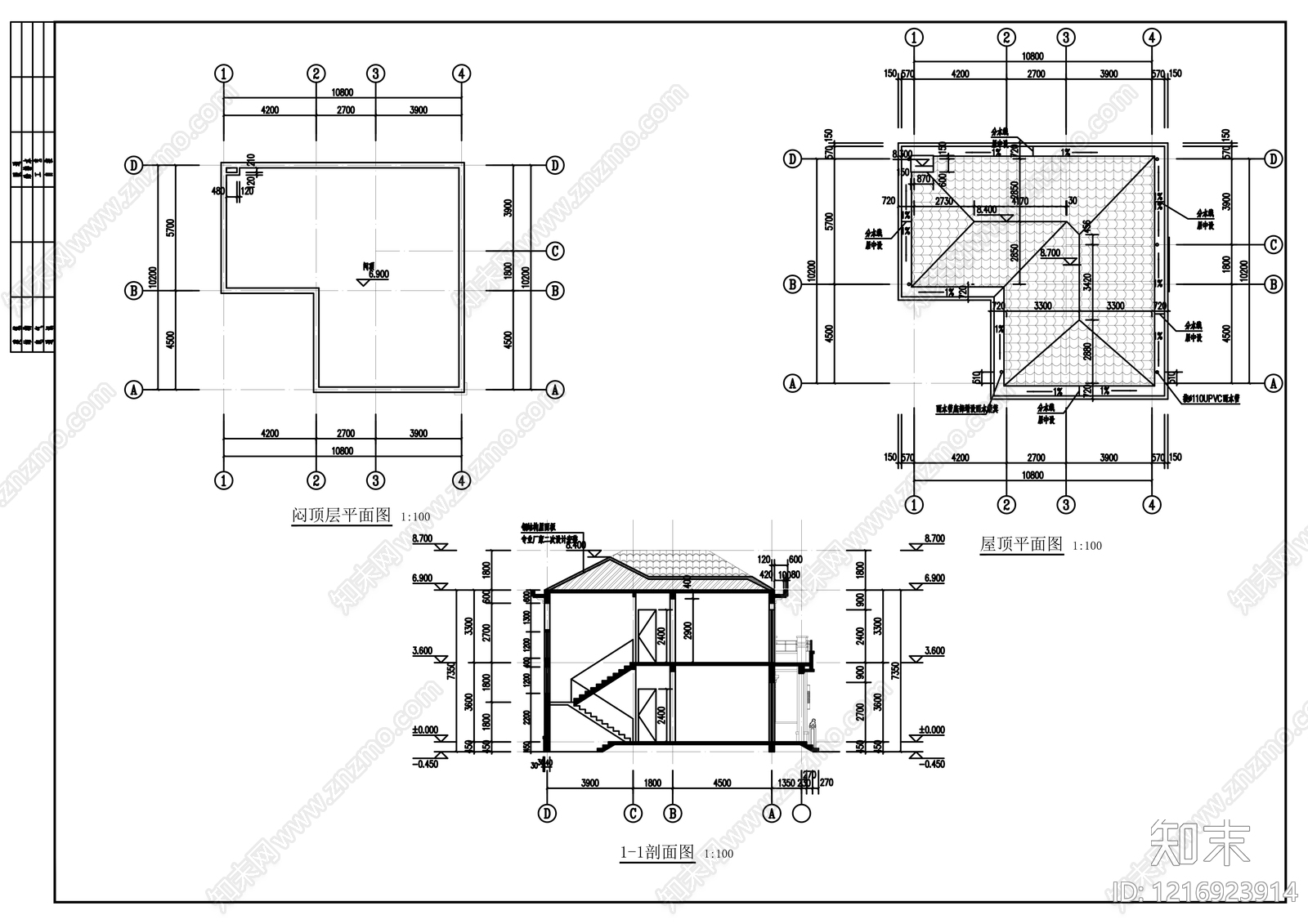 现代别墅建筑cad施工图下载【ID:1216923914】