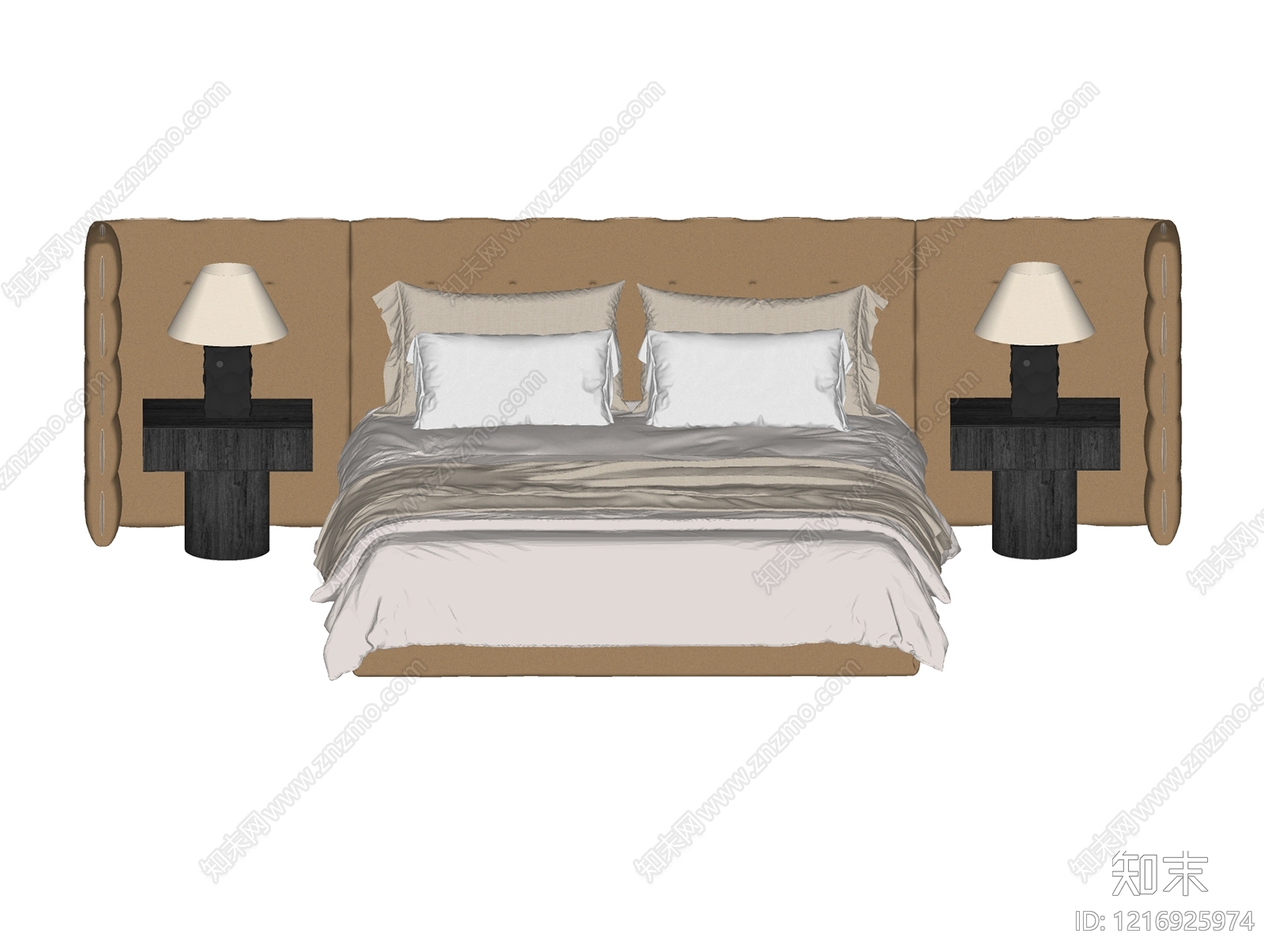 中古双人床SU模型下载【ID:1216925974】