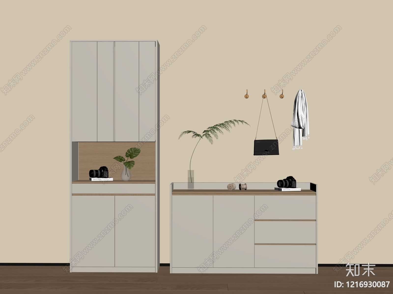 奶油风鞋柜SU模型下载【ID:1216930087】
