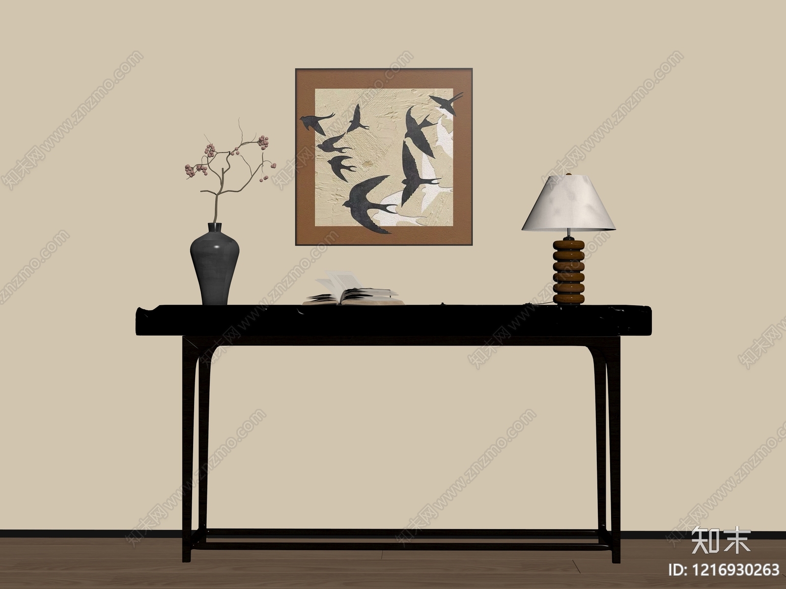新中式条案SU模型下载【ID:1216930263】