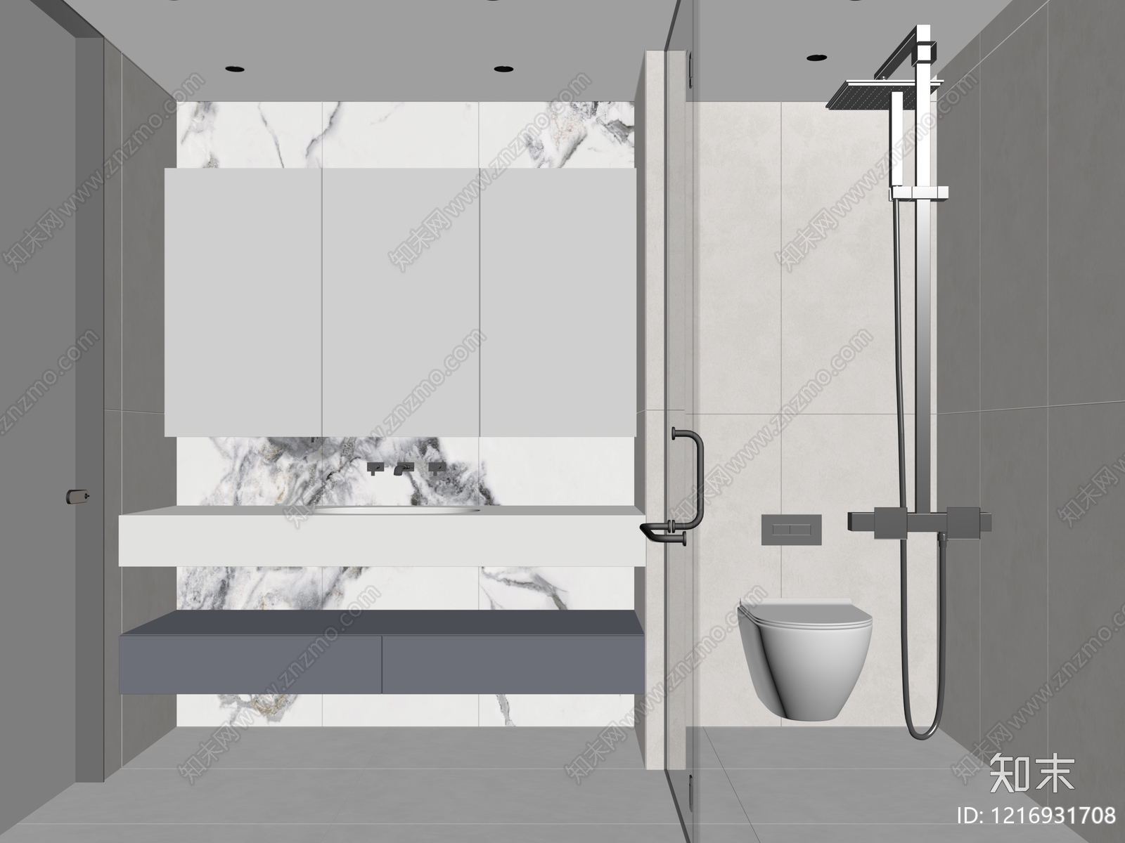 极简卫生间SU模型下载【ID:1216931708】