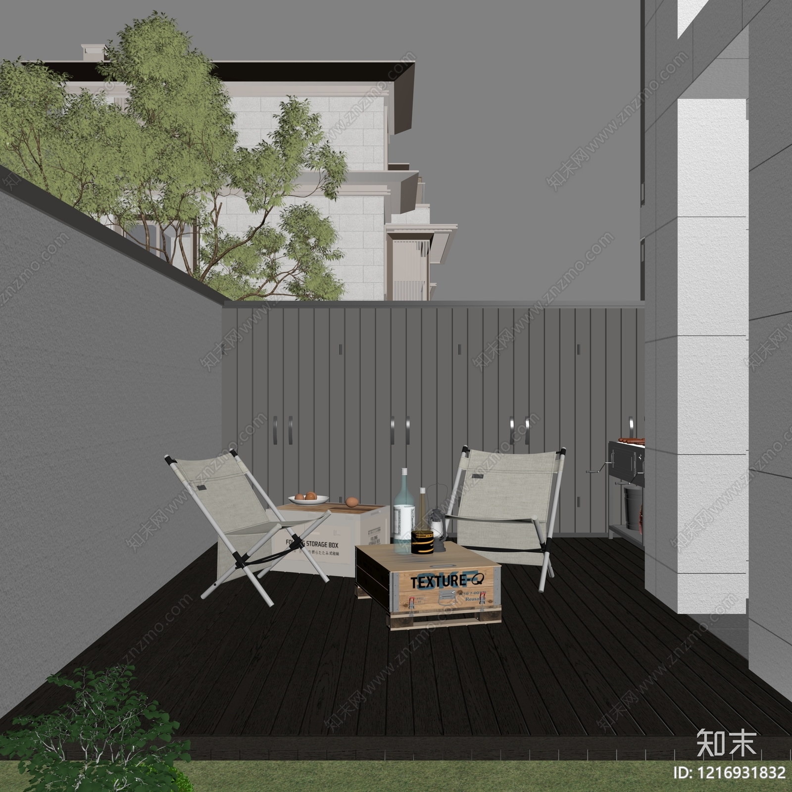 现代简约别墅庭院SU模型下载【ID:1216931832】
