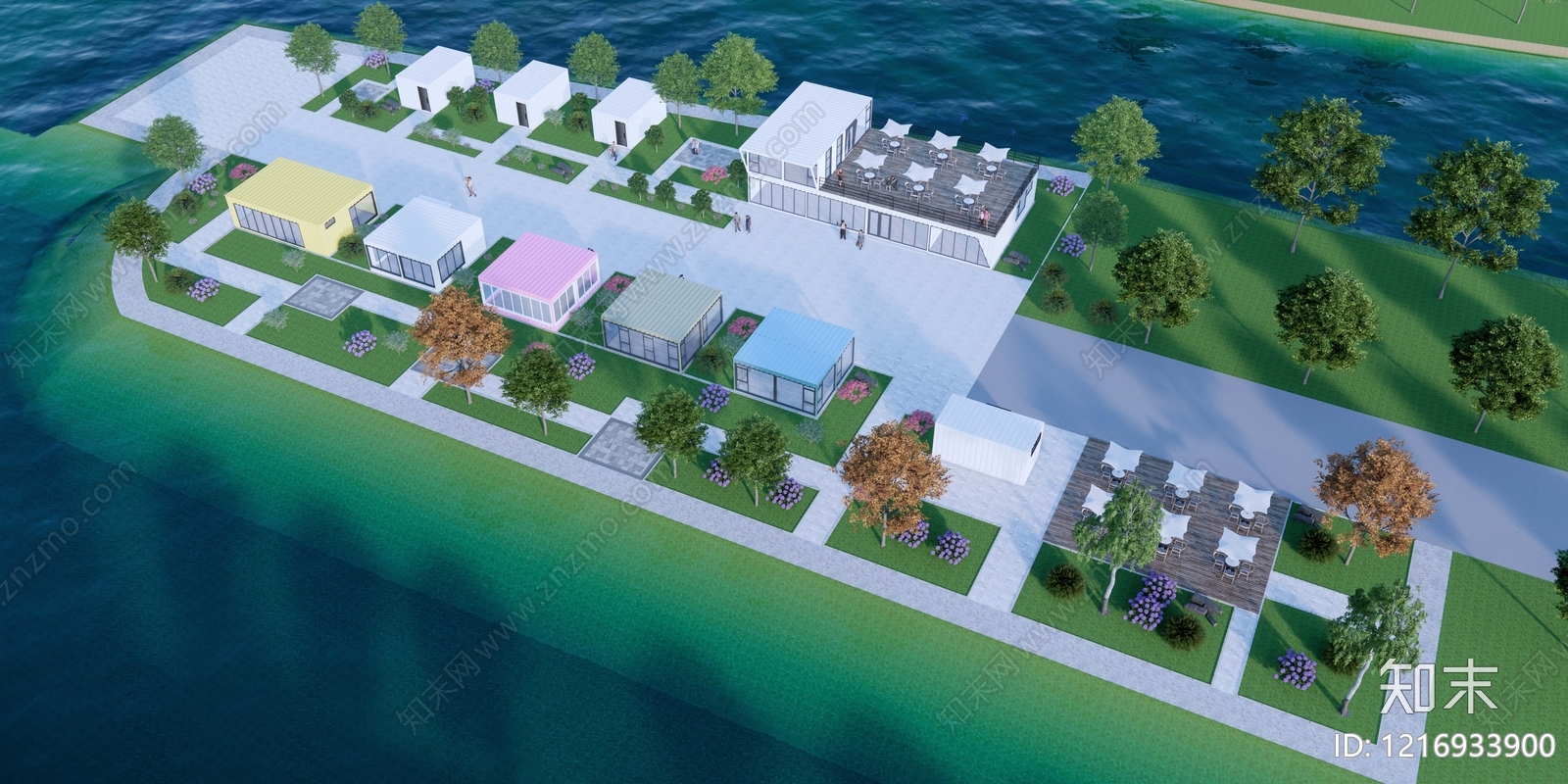 现代简约民宿建筑SU模型下载【ID:1216933900】
