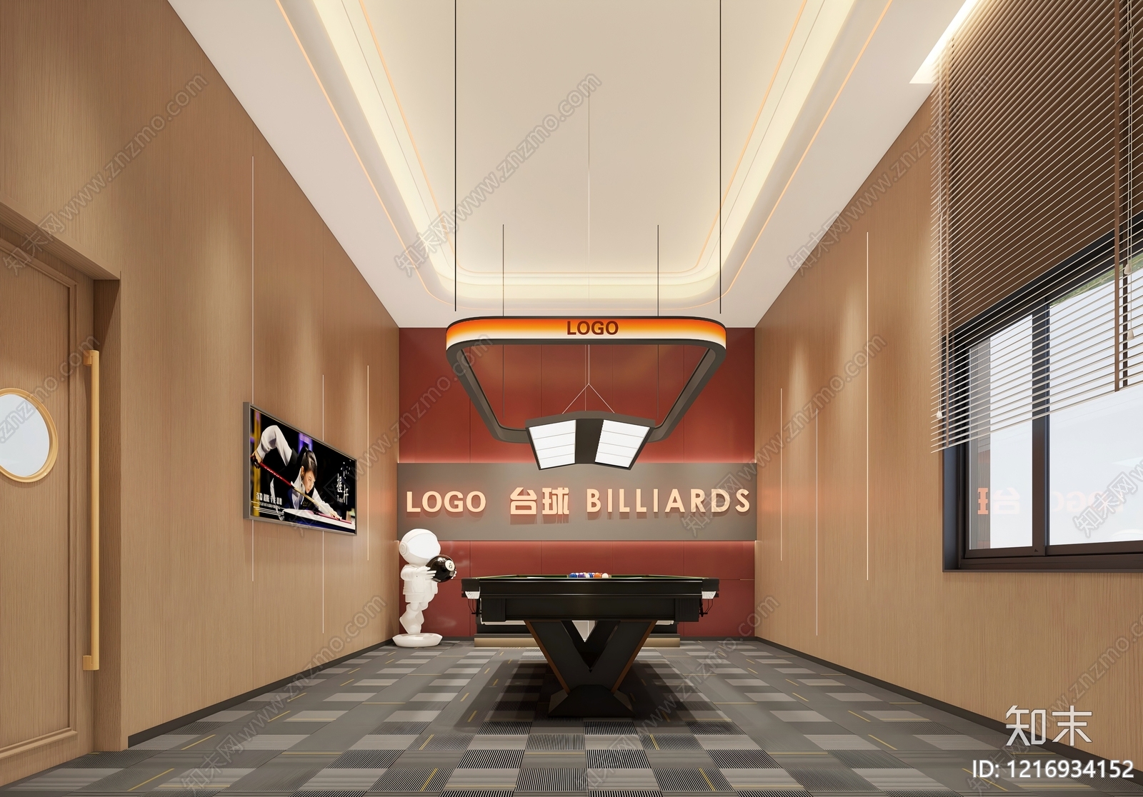 现代简约台球室3D模型下载【ID:1216934152】