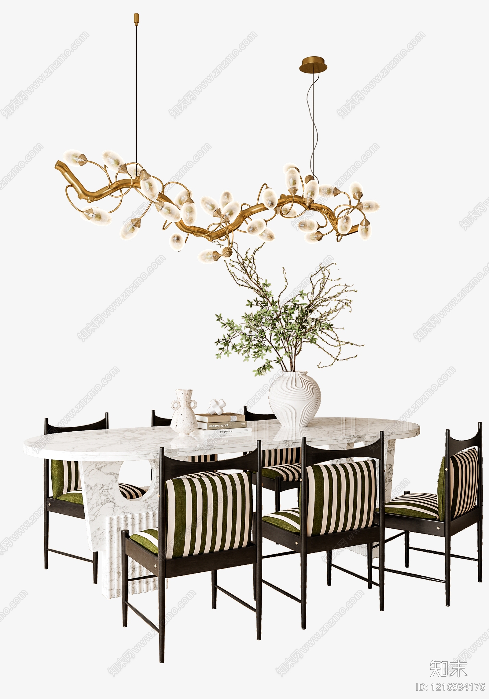 现代轻奢餐桌椅3D模型下载【ID:1216934176】