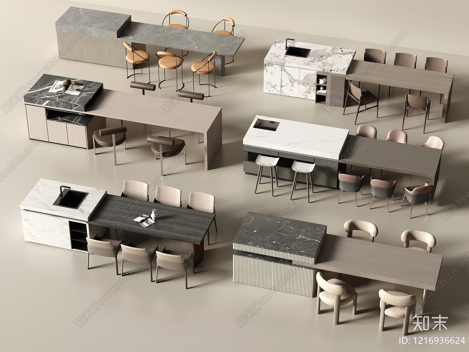 现代简约岛台3D模型下载【ID:1216936624】