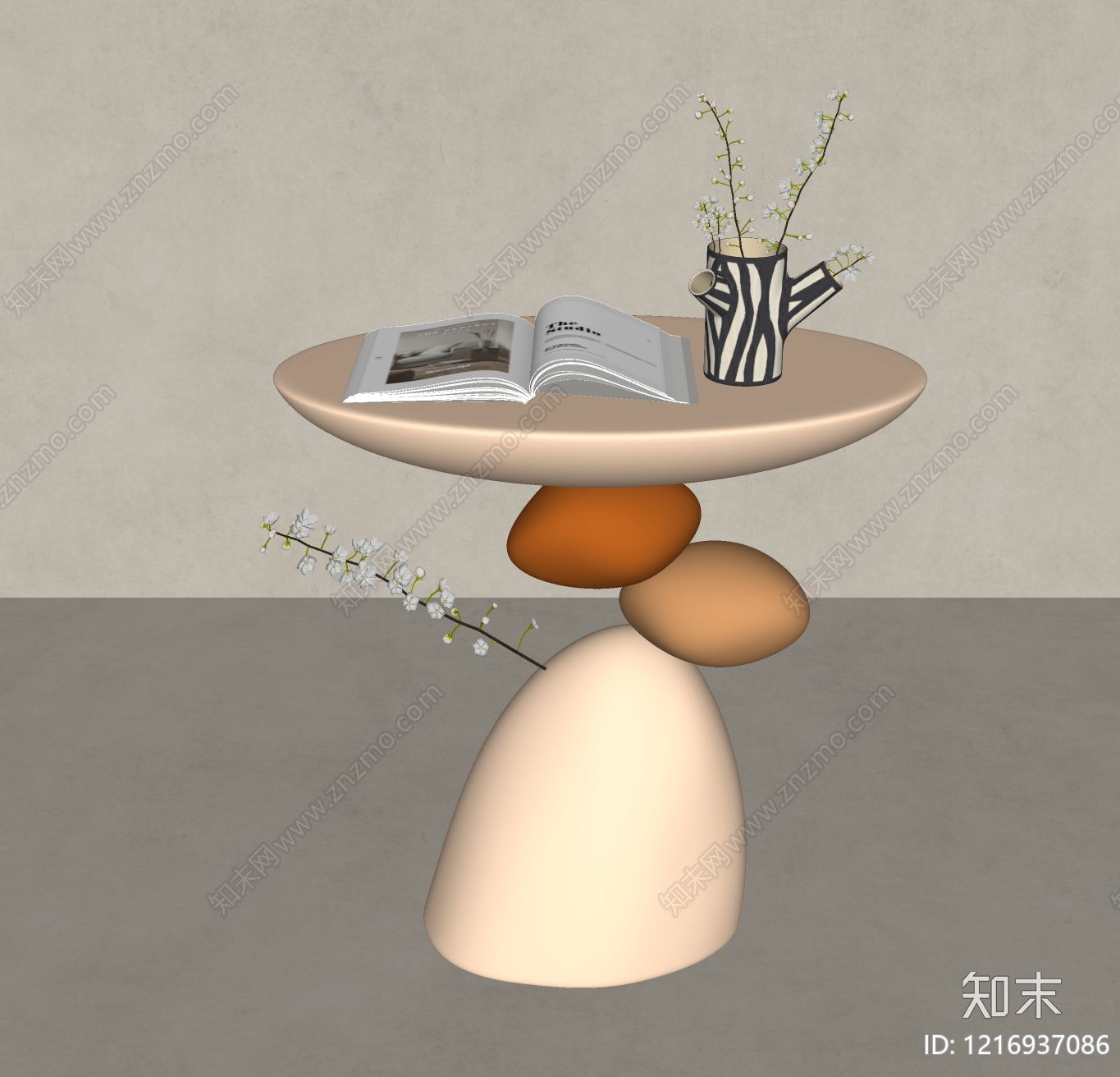 奶油风边几SU模型下载【ID:1216937086】