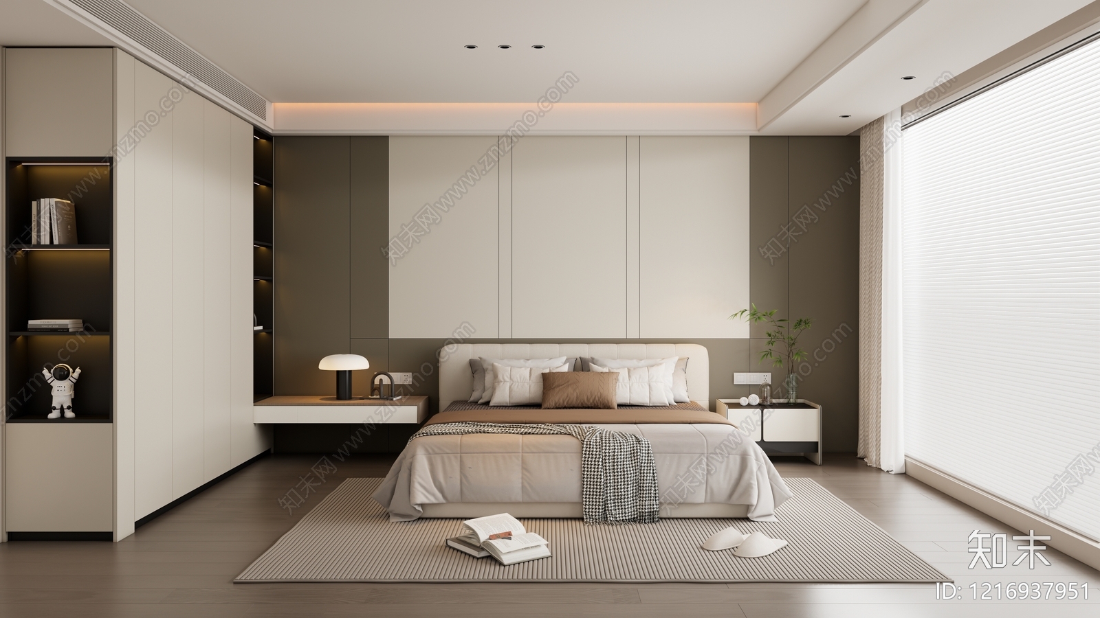 现代简约主卧SU模型下载【ID:1216937951】