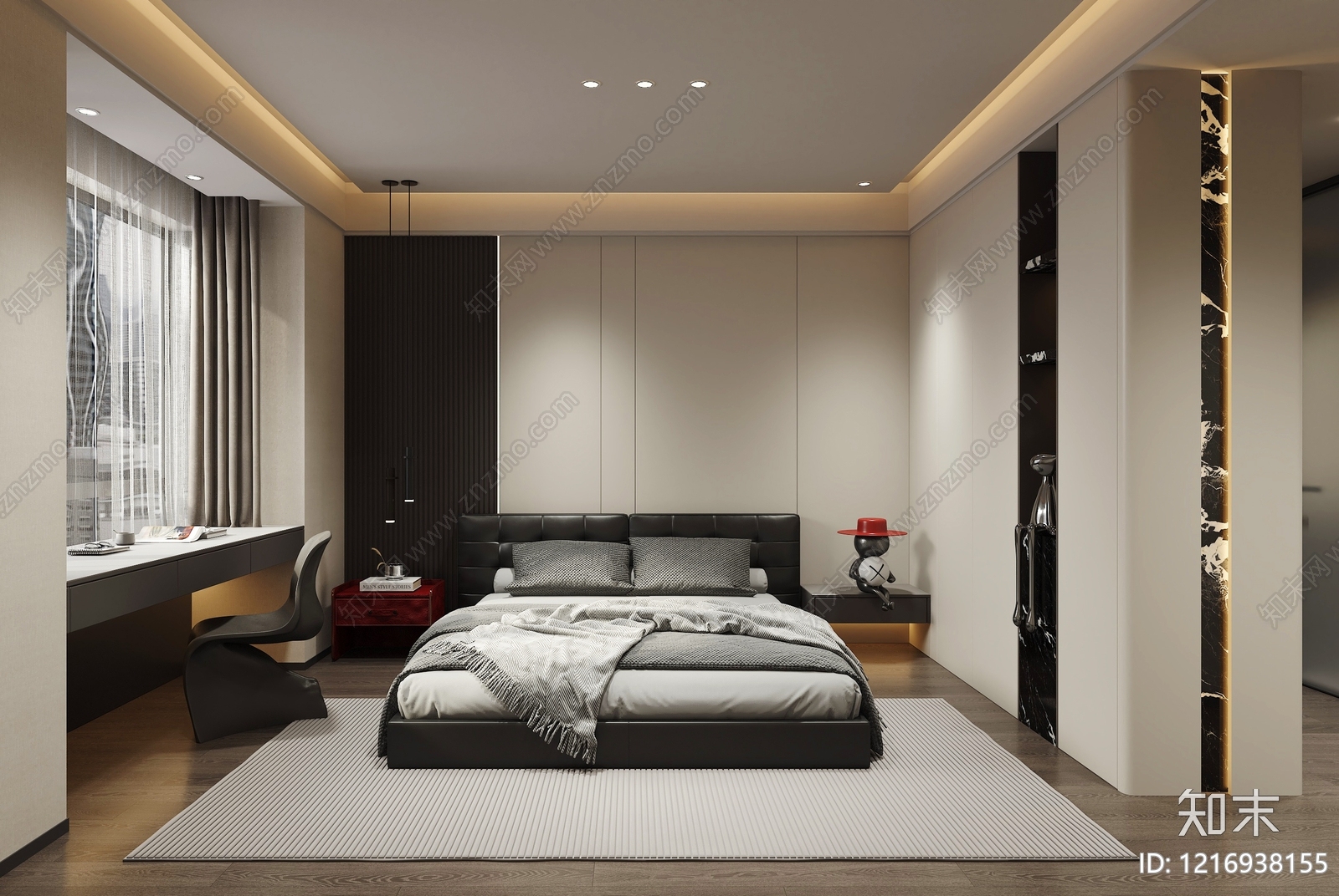现代极简主卧3D模型下载【ID:1216938155】