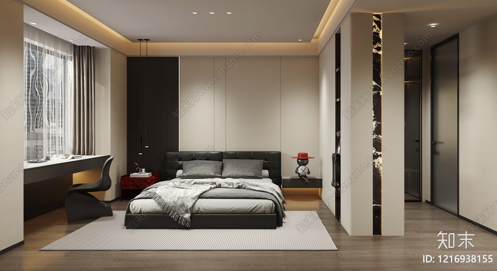 现代极简主卧3D模型下载【ID:1216938155】