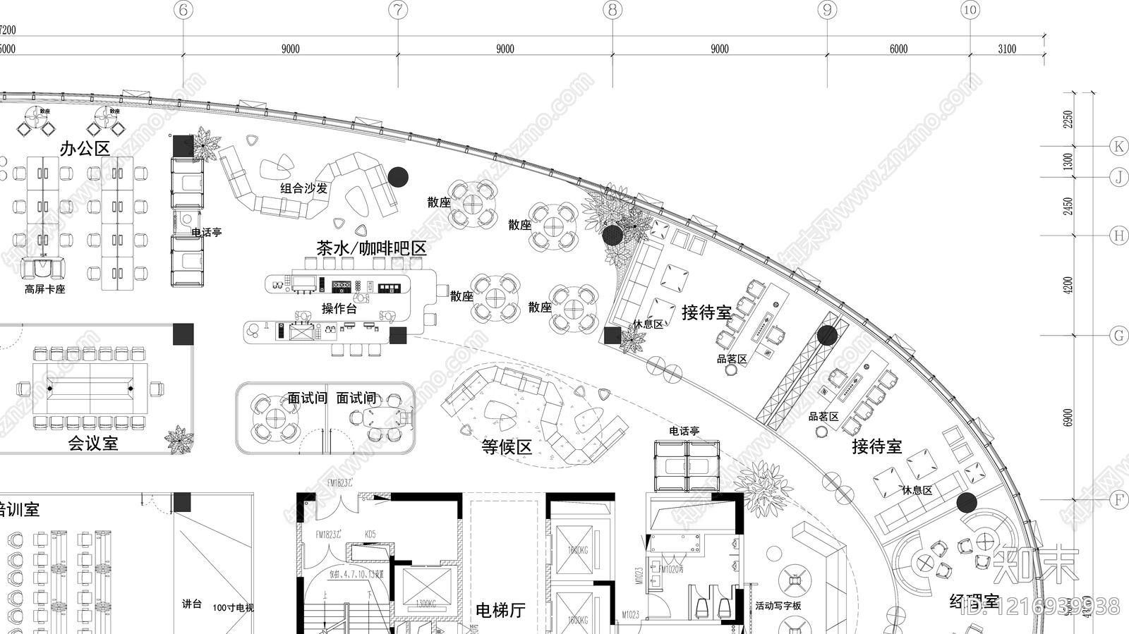 现代整体办公空间cad施工图下载【ID:1216939938】