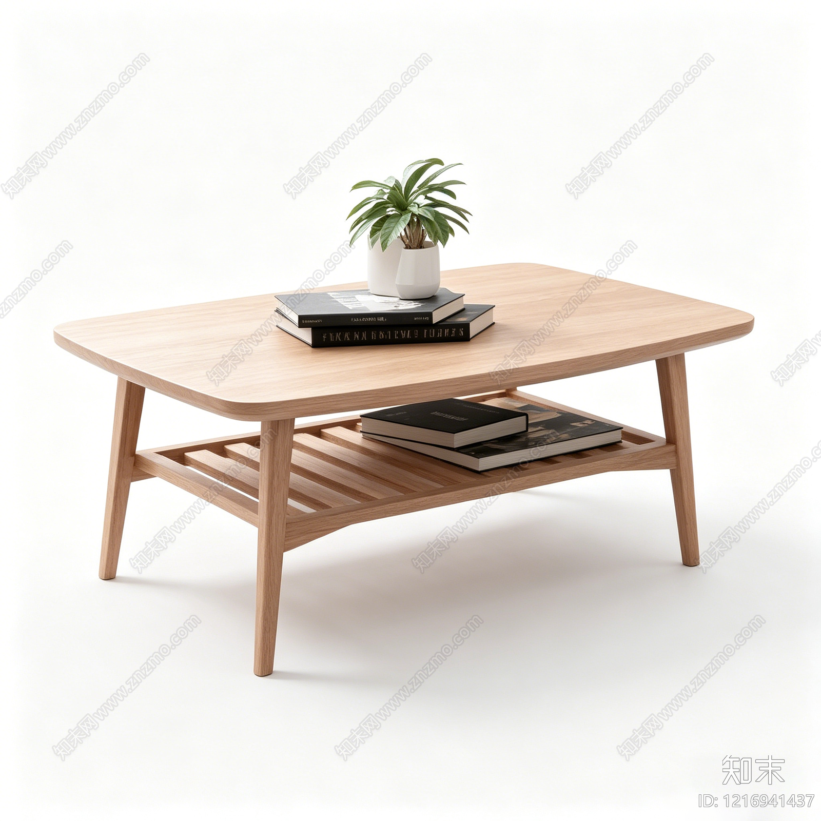 日式原木风茶几3D模型下载【ID:1216941437】