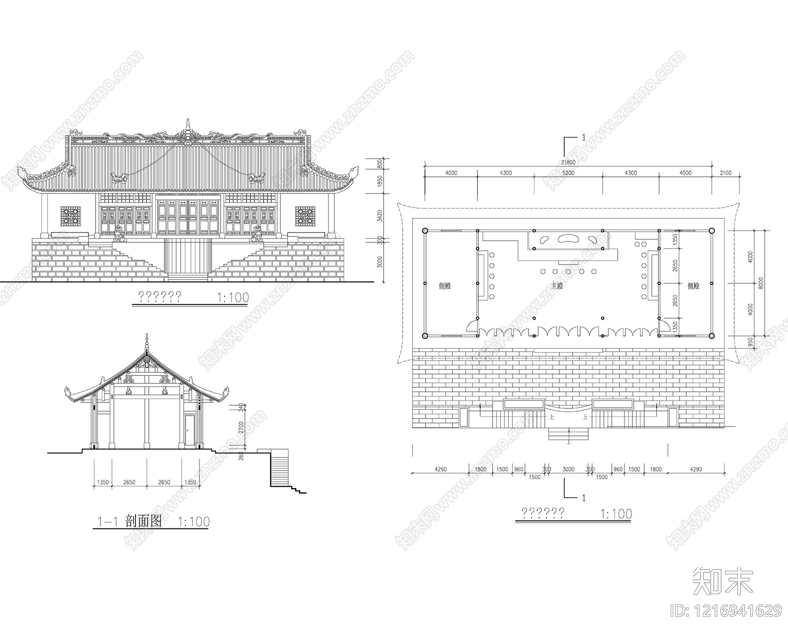 仿古建筑cad施工图下载【ID:1216941629】