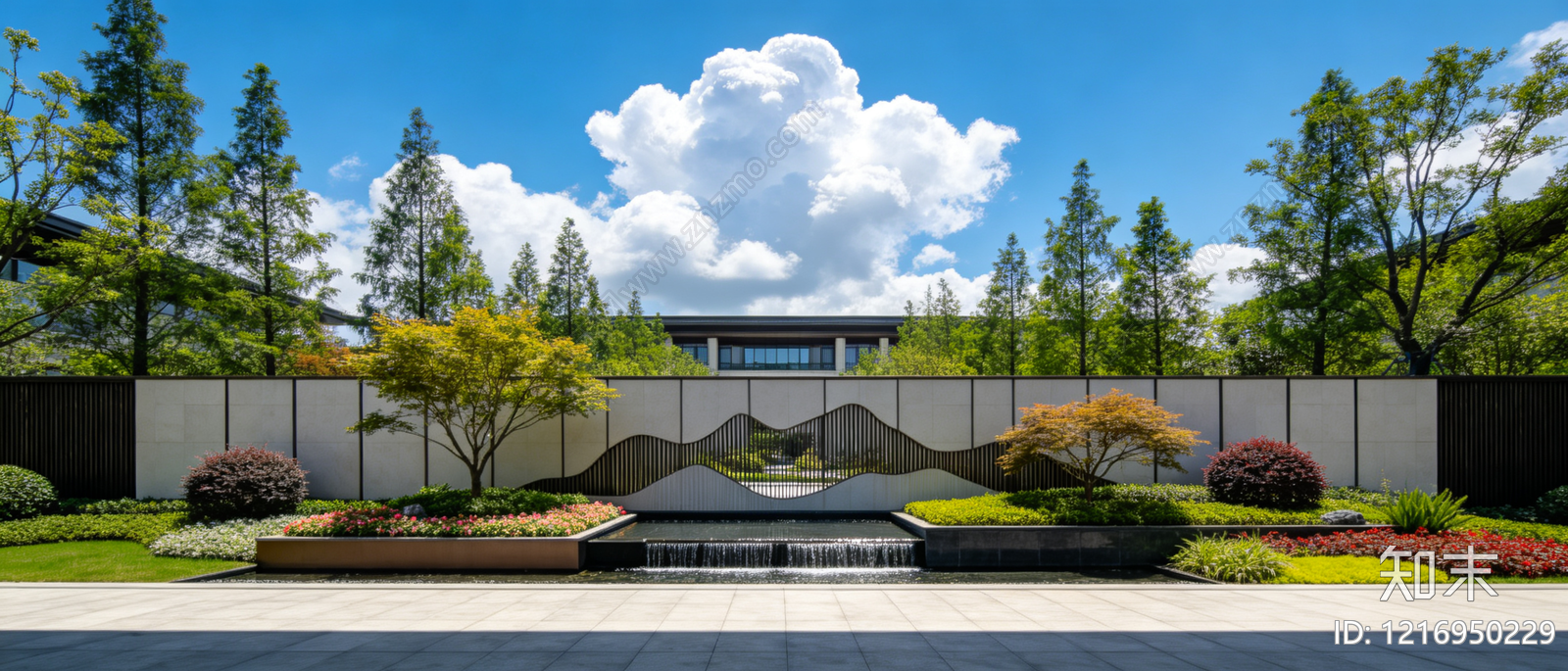 新中式小区外景贴图下载【ID:1216950229】