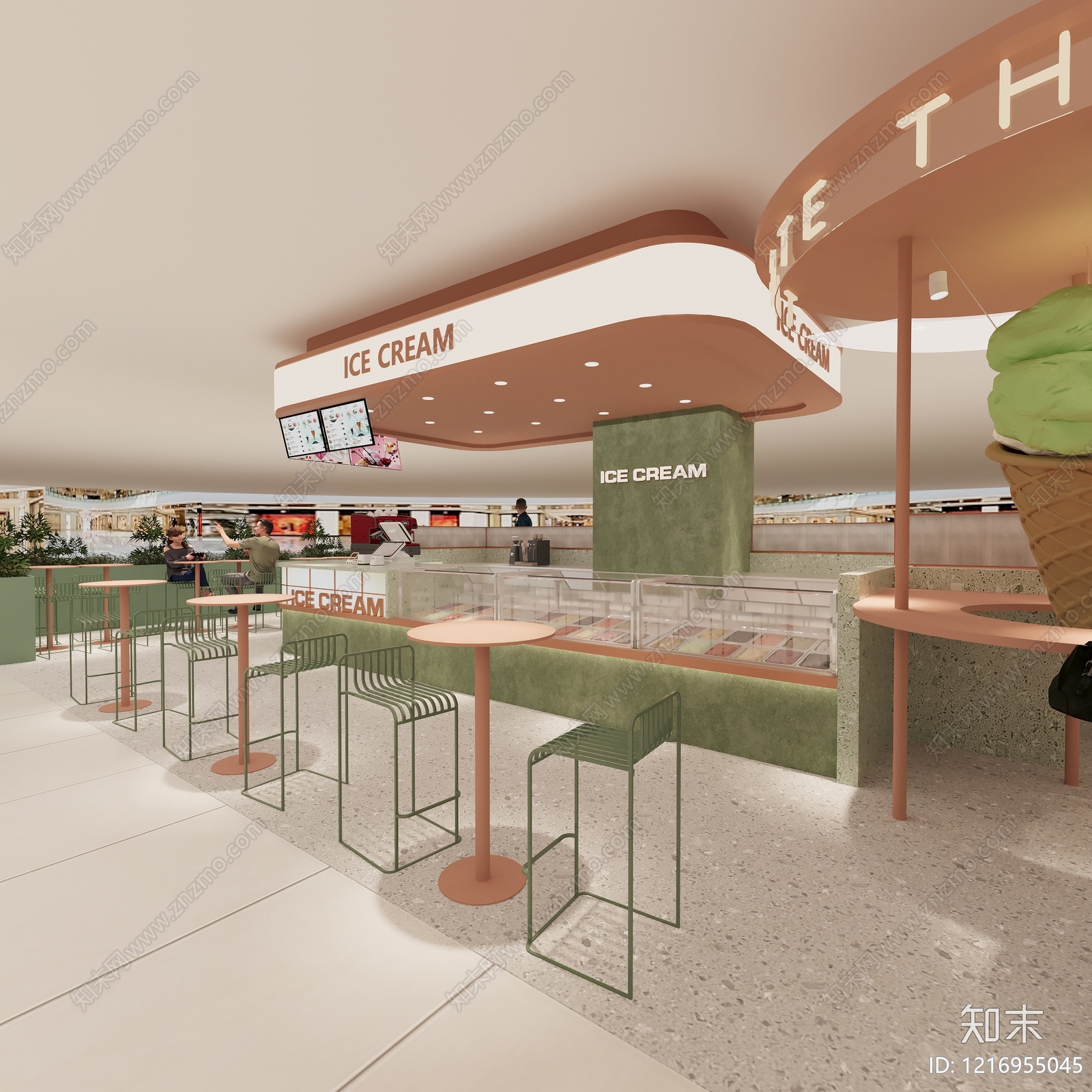 奶油风甜品店3D模型下载【ID:1216955045】