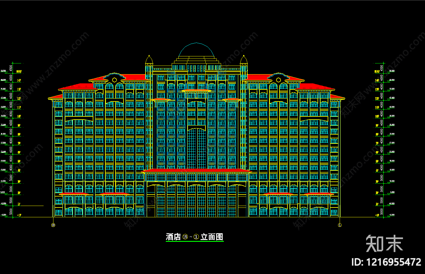 欧式酒店建筑cad施工图下载【ID:1216955472】