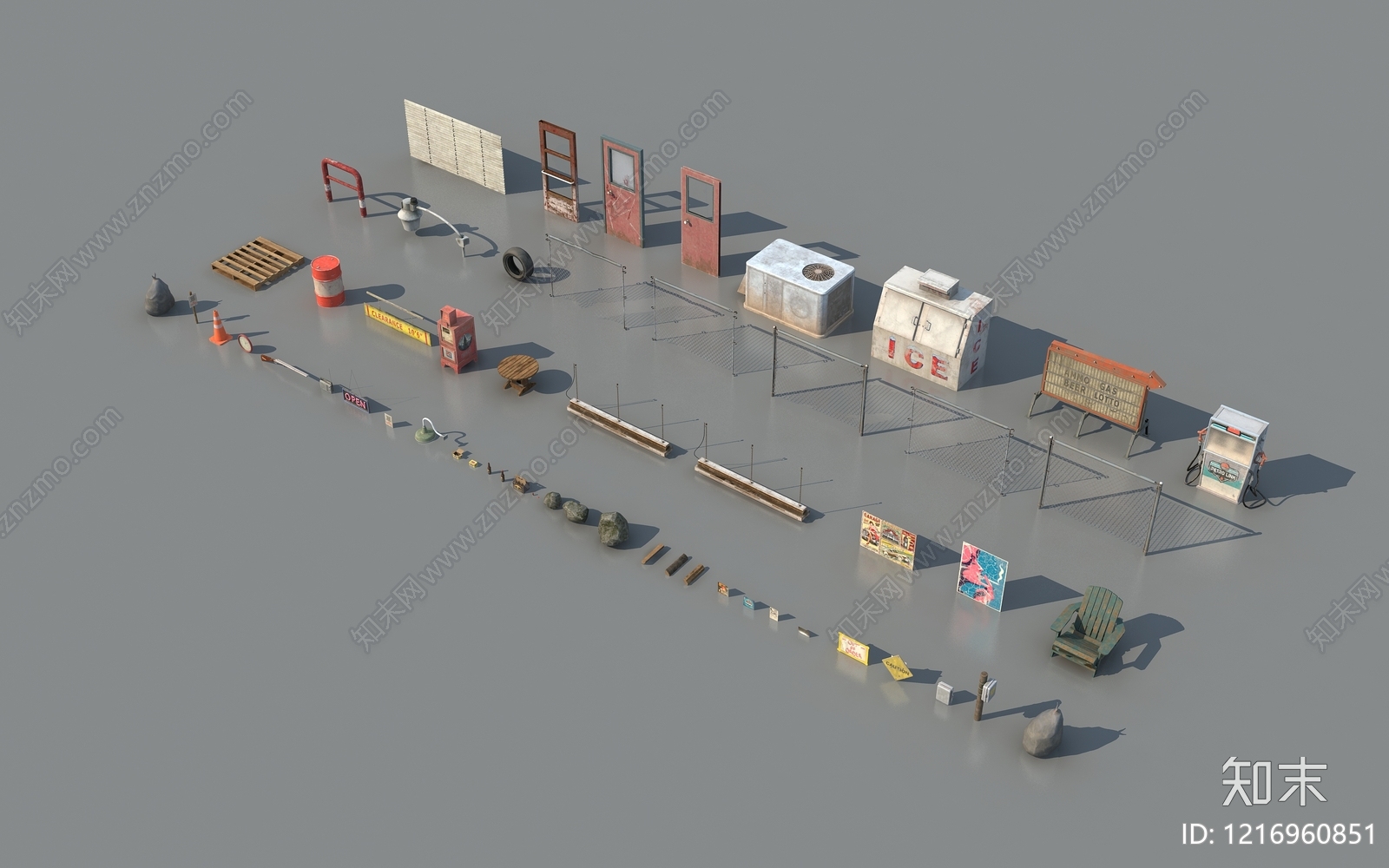 复古工业风门组合3D模型下载【ID:1216960851】