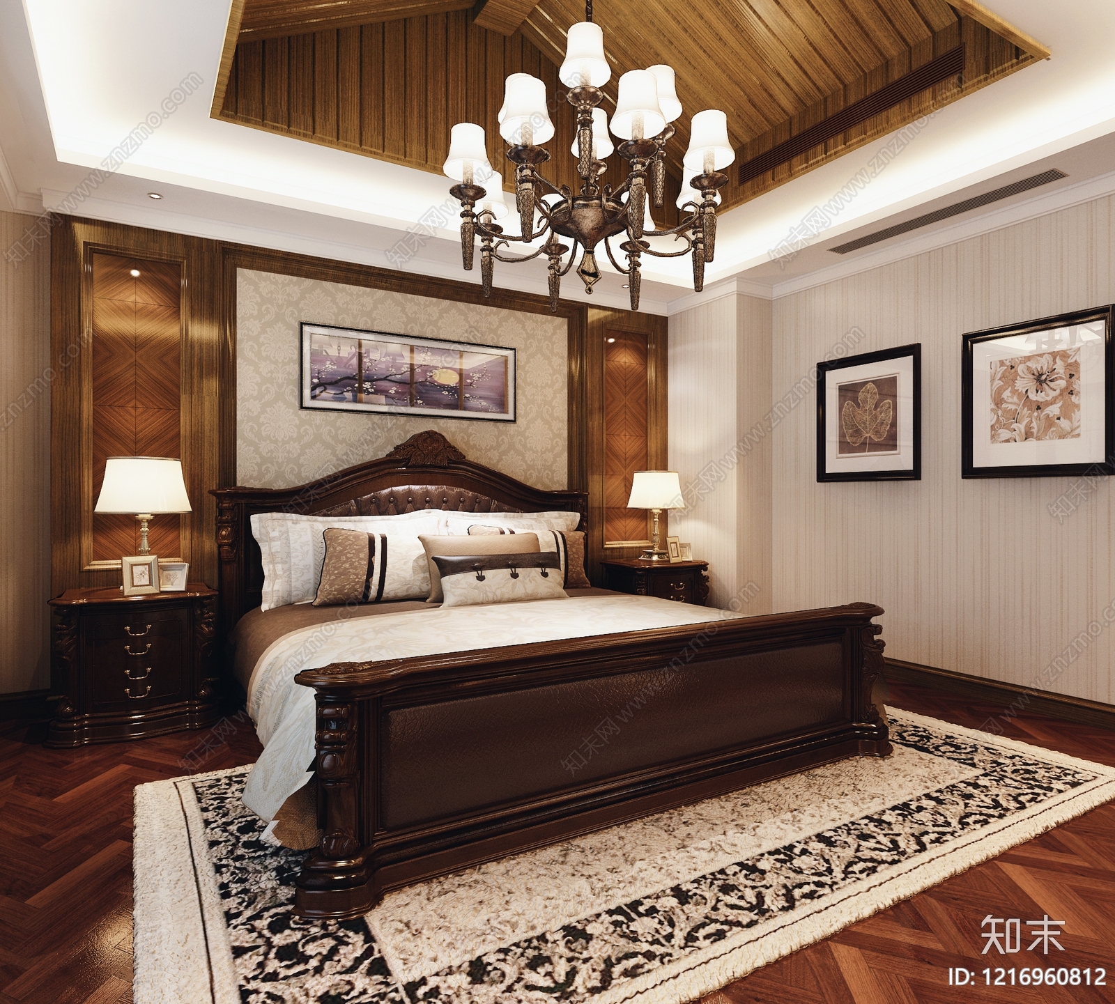 新古典主卧SU模型下载【ID:1216960812】