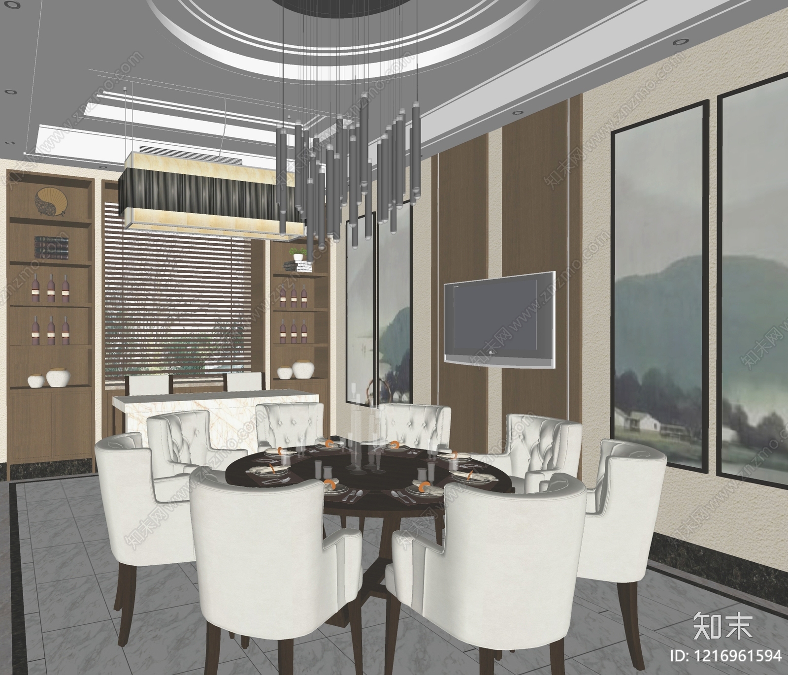 新中式包厢SU模型下载【ID:1216961594】