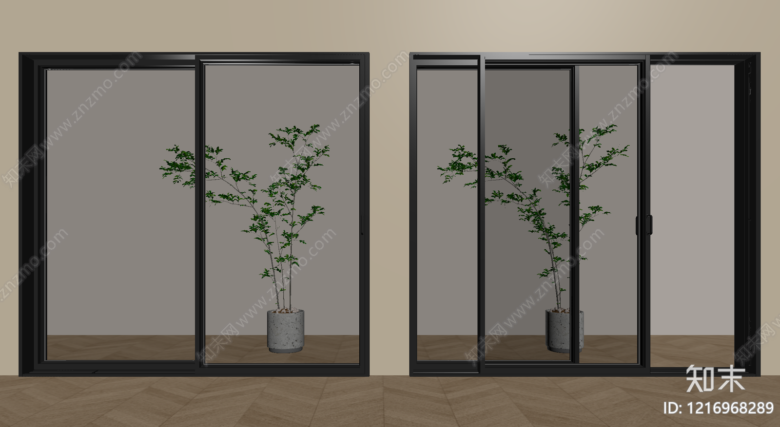 现代推拉门SU模型下载【ID:1216968289】