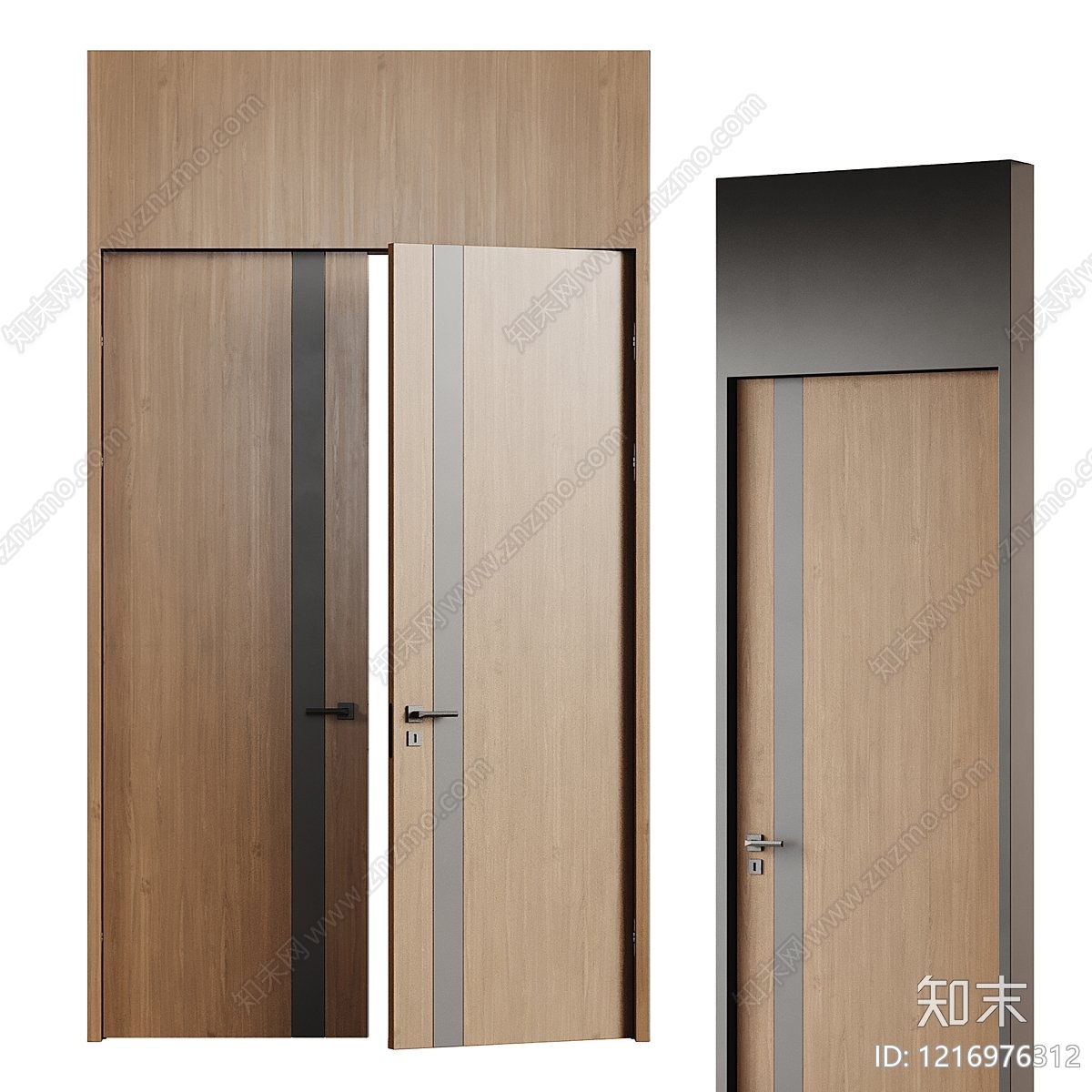极简平开门3D模型渲染效果图