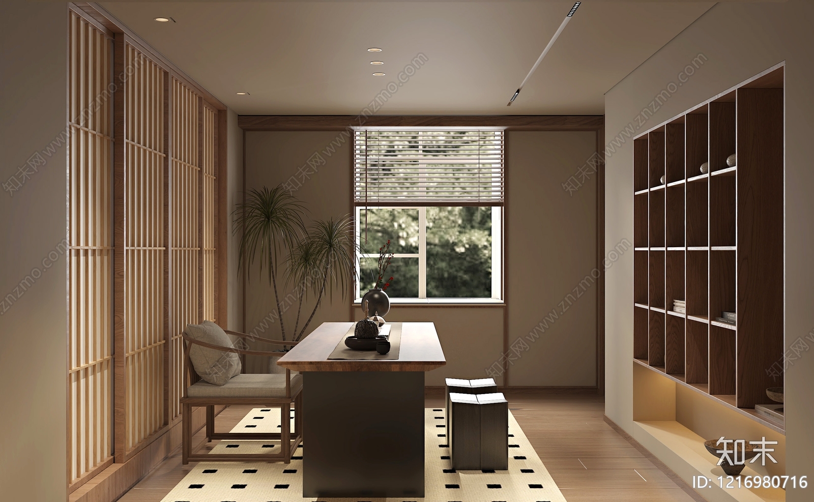 新中式茶室3D模型下载【ID:1216980716】