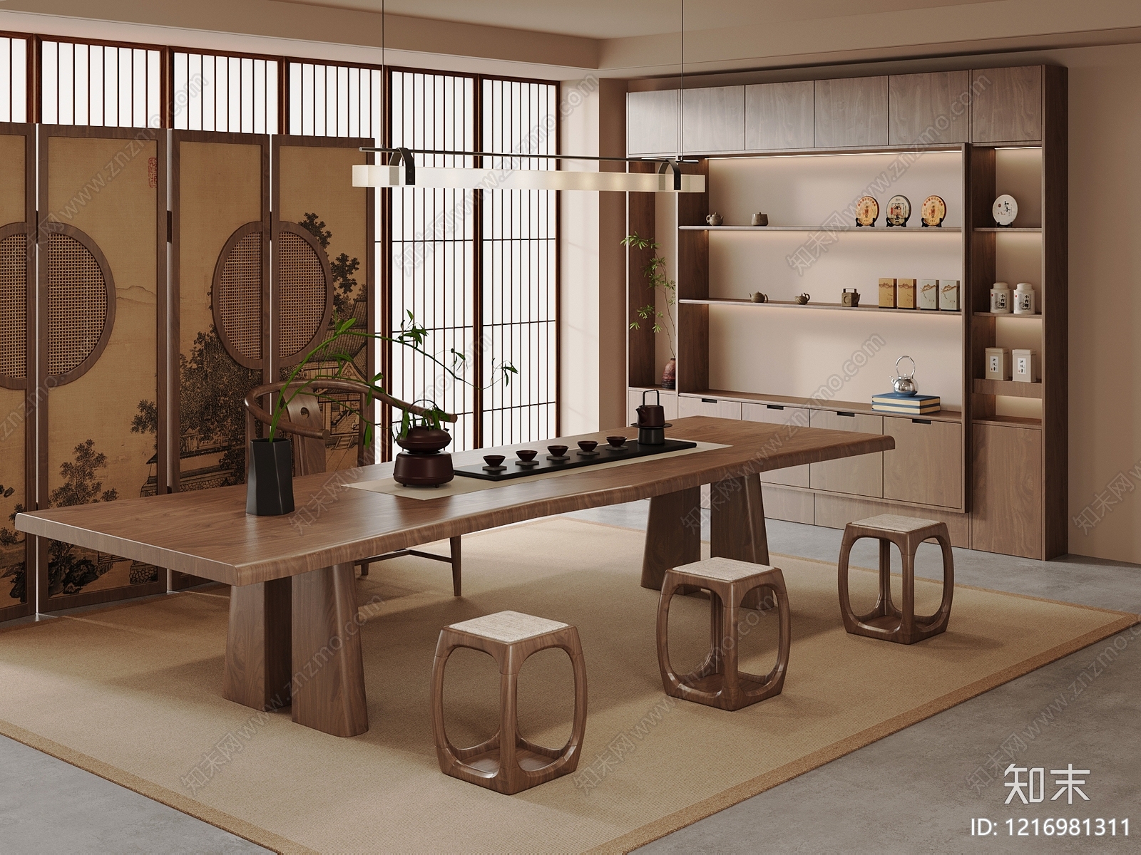 新中式茶室3D模型下载【ID:1216981311】