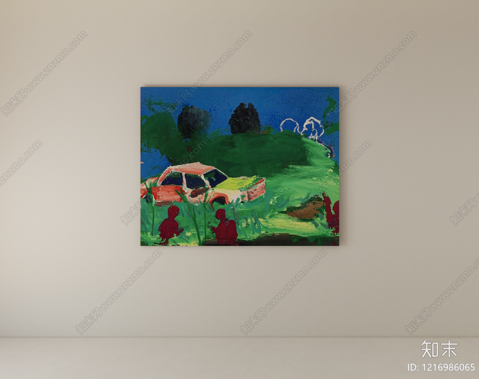 儿童画艺术风挂画SU模型下载【ID:1216986065】