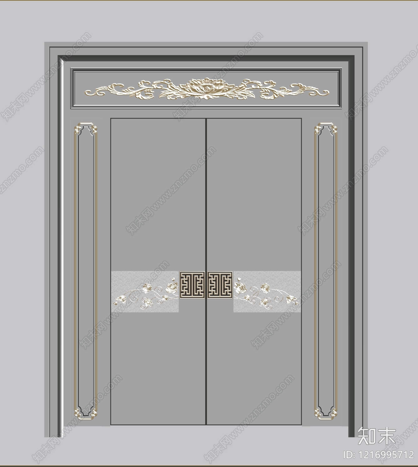 新中式双开门3D模型下载【ID:1216995712】