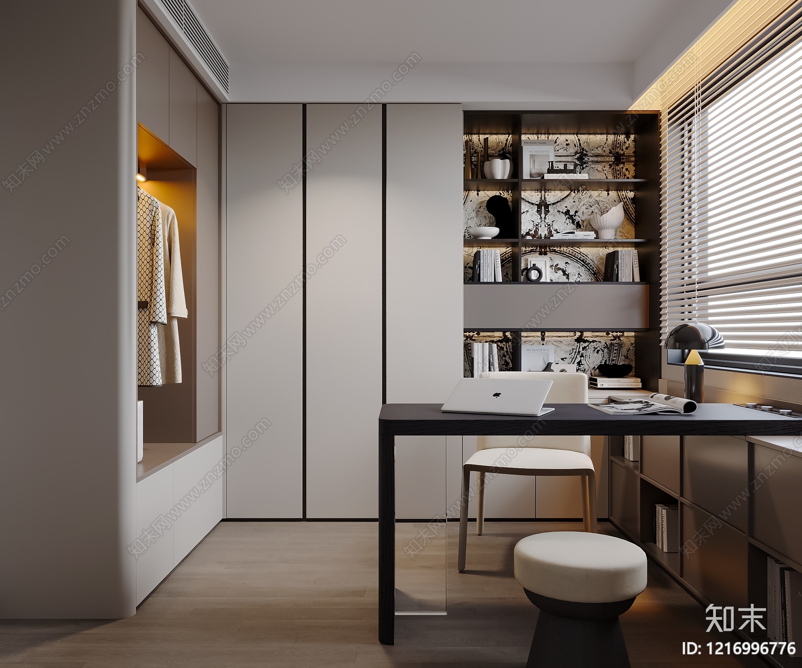 现代简约书房3D模型下载【ID:1216996776】