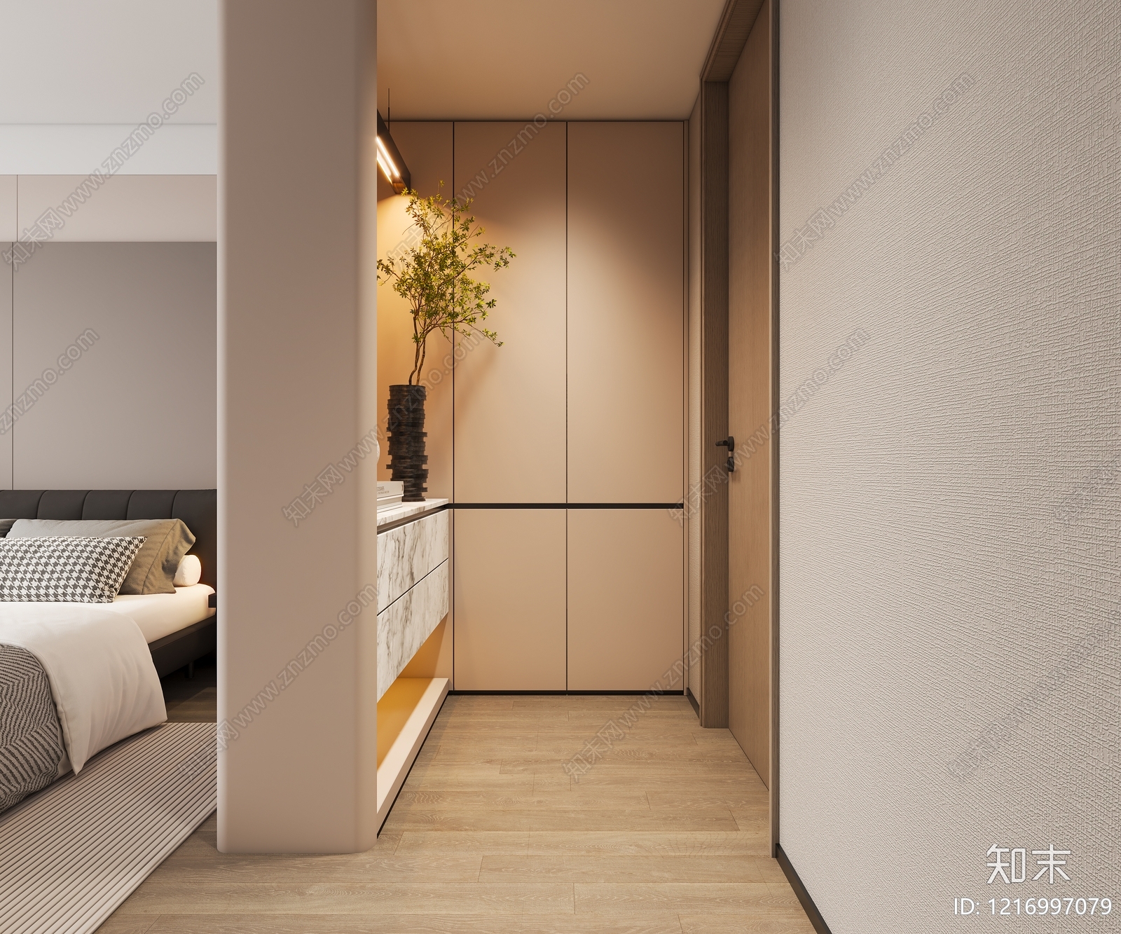 现代简约主卧3D模型下载【ID:1216997079】