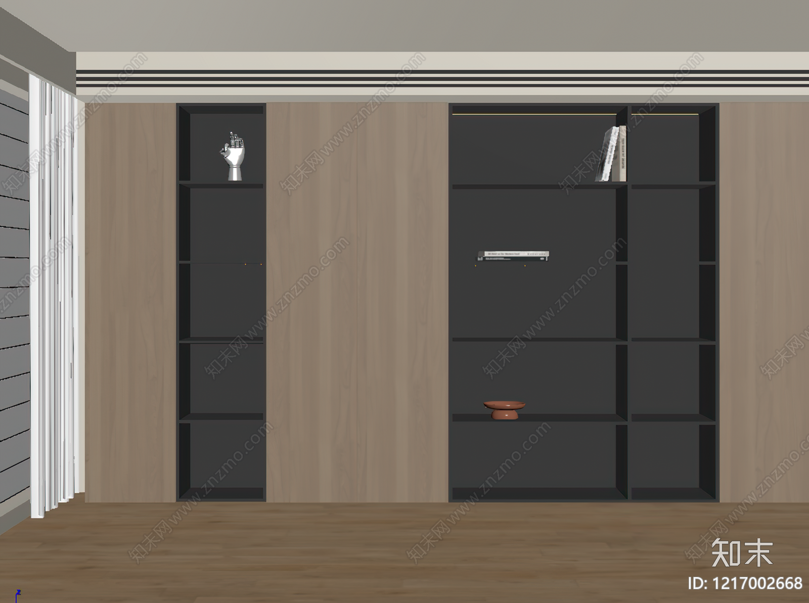 现代书柜SU模型下载【ID:1217002668】