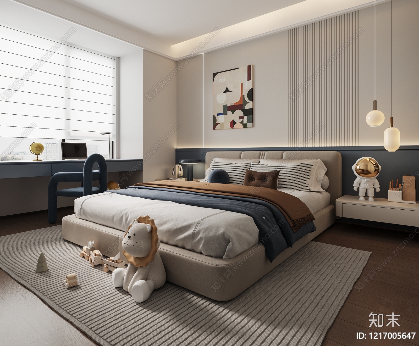 现代简约男孩房3D模型下载【ID:1217005647】