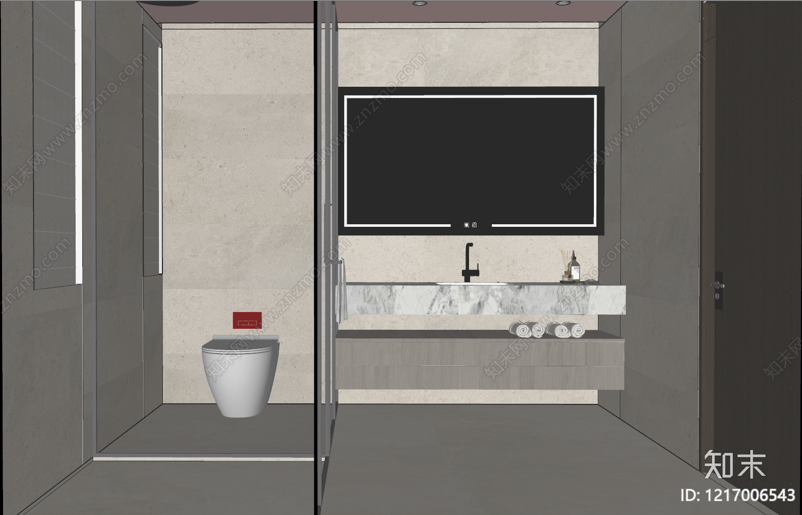 现代简约卫生间SU模型下载【ID:1217006543】