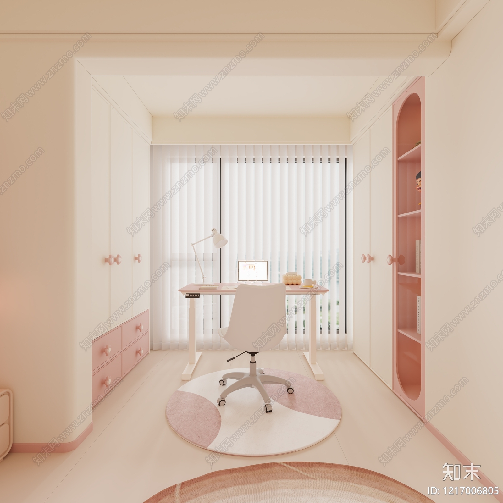 奶油风女孩房3D模型下载【ID:1217006805】