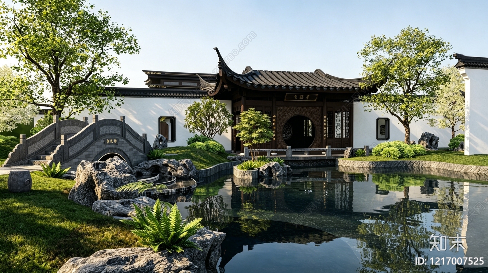 新中式售楼处建筑SU模型下载【ID:1217007525】