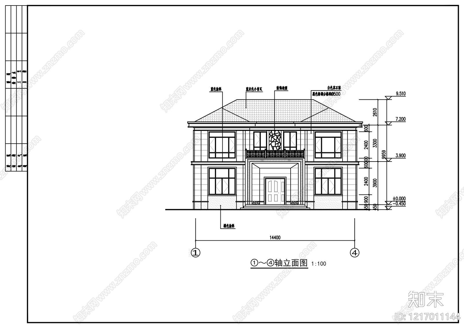 新中式别墅建筑cad施工图下载【ID:1217011144】