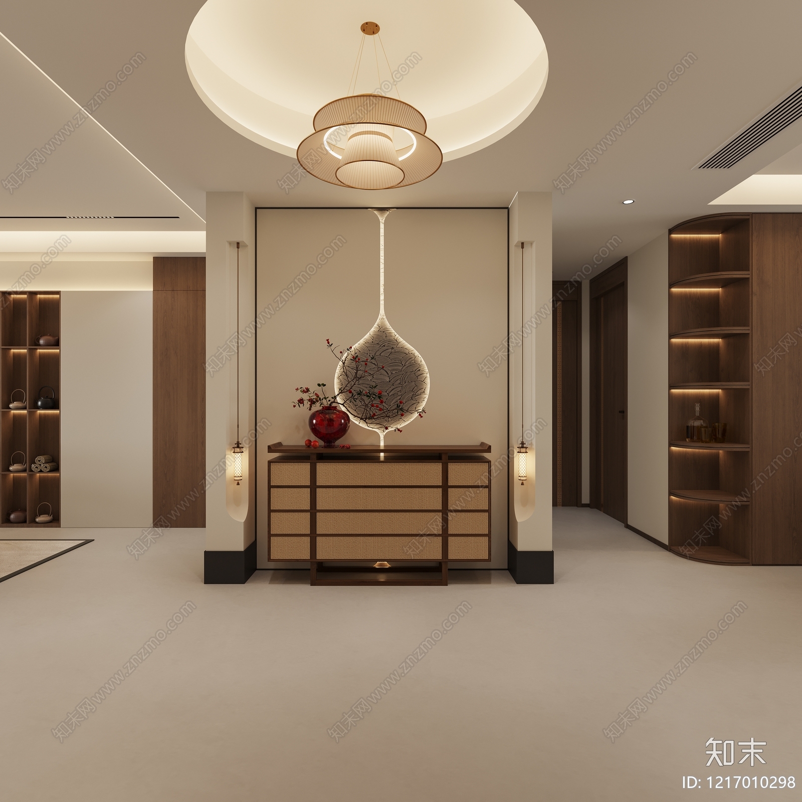 新中式玄关3D模型下载【ID:1217010298】