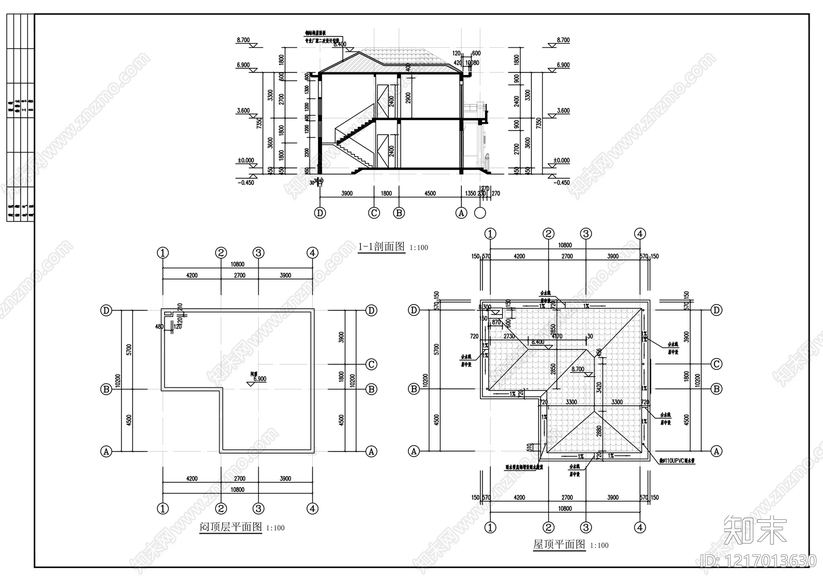 新中式别墅建筑cad施工图下载【ID:1217013630】