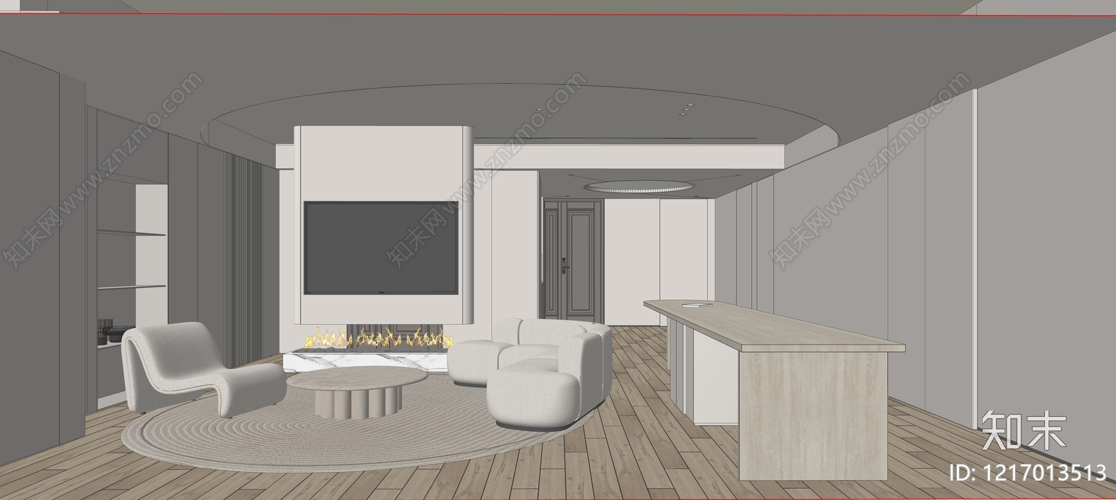现代家居客厅SU模型下载【ID:1217013513】