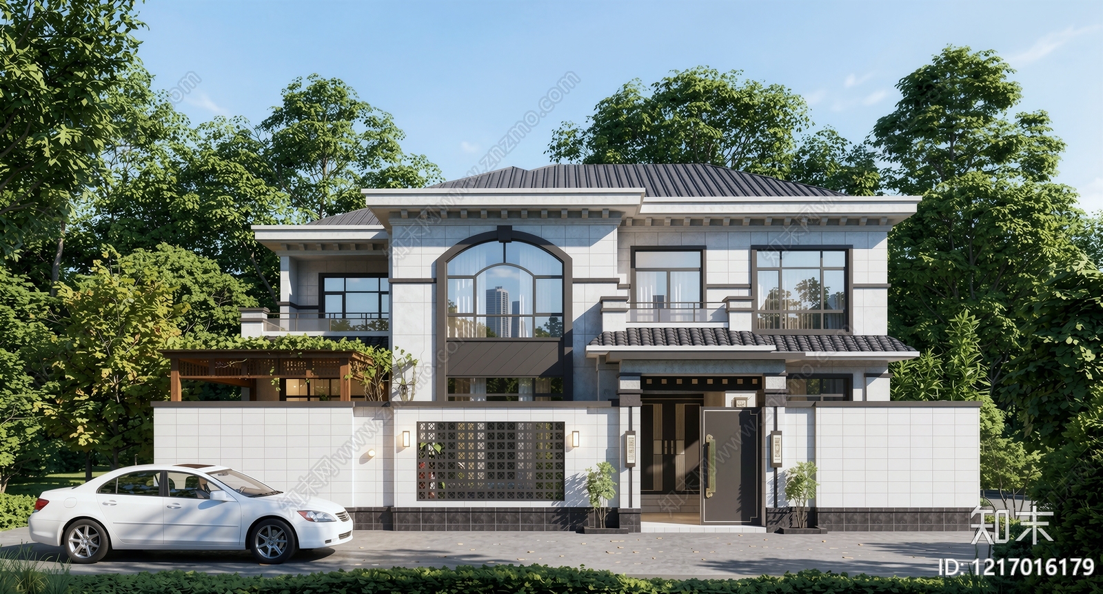 新中式别墅建筑施工图下载【ID:1217016179】