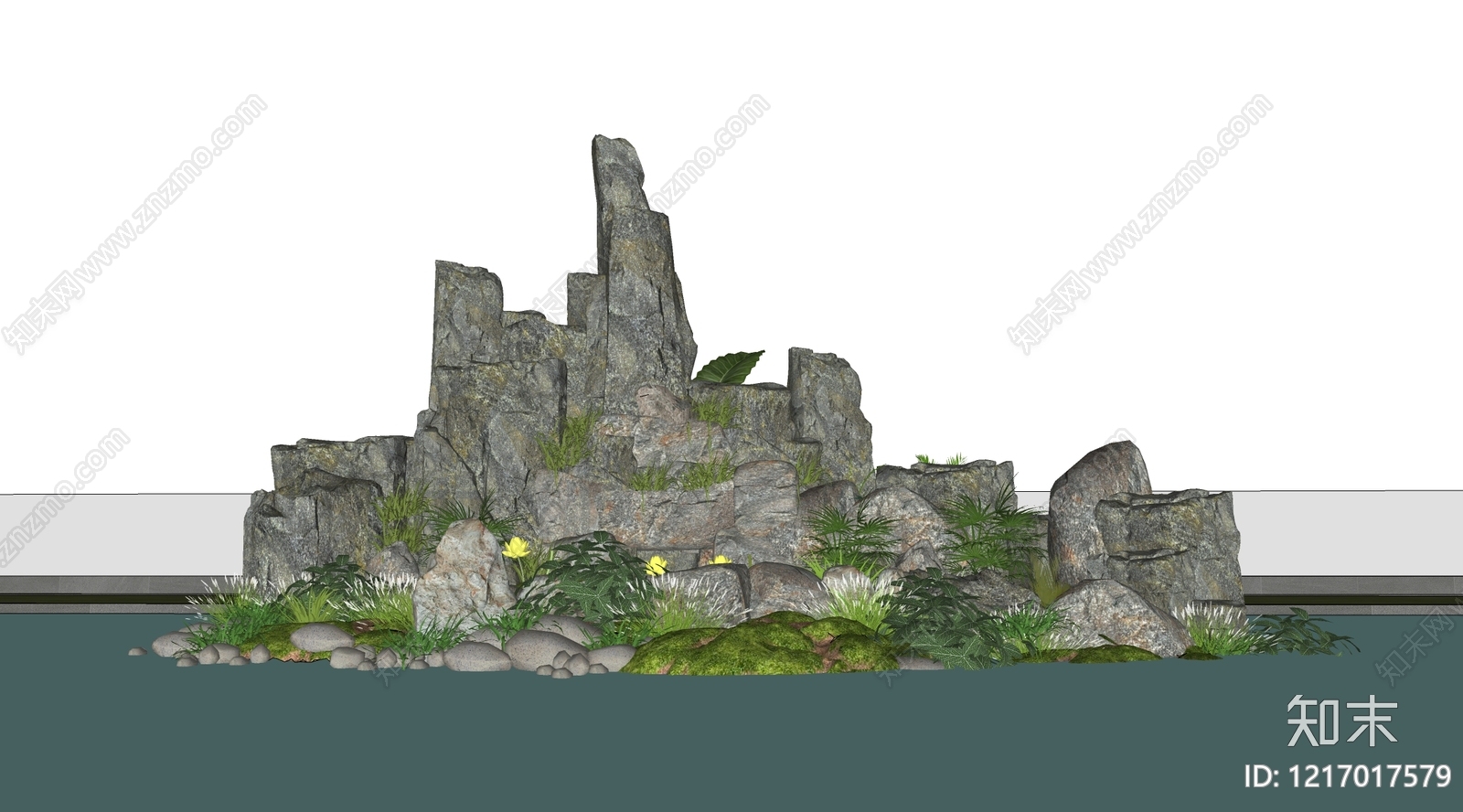 新中式景观假山SU模型下载【ID:1217017579】