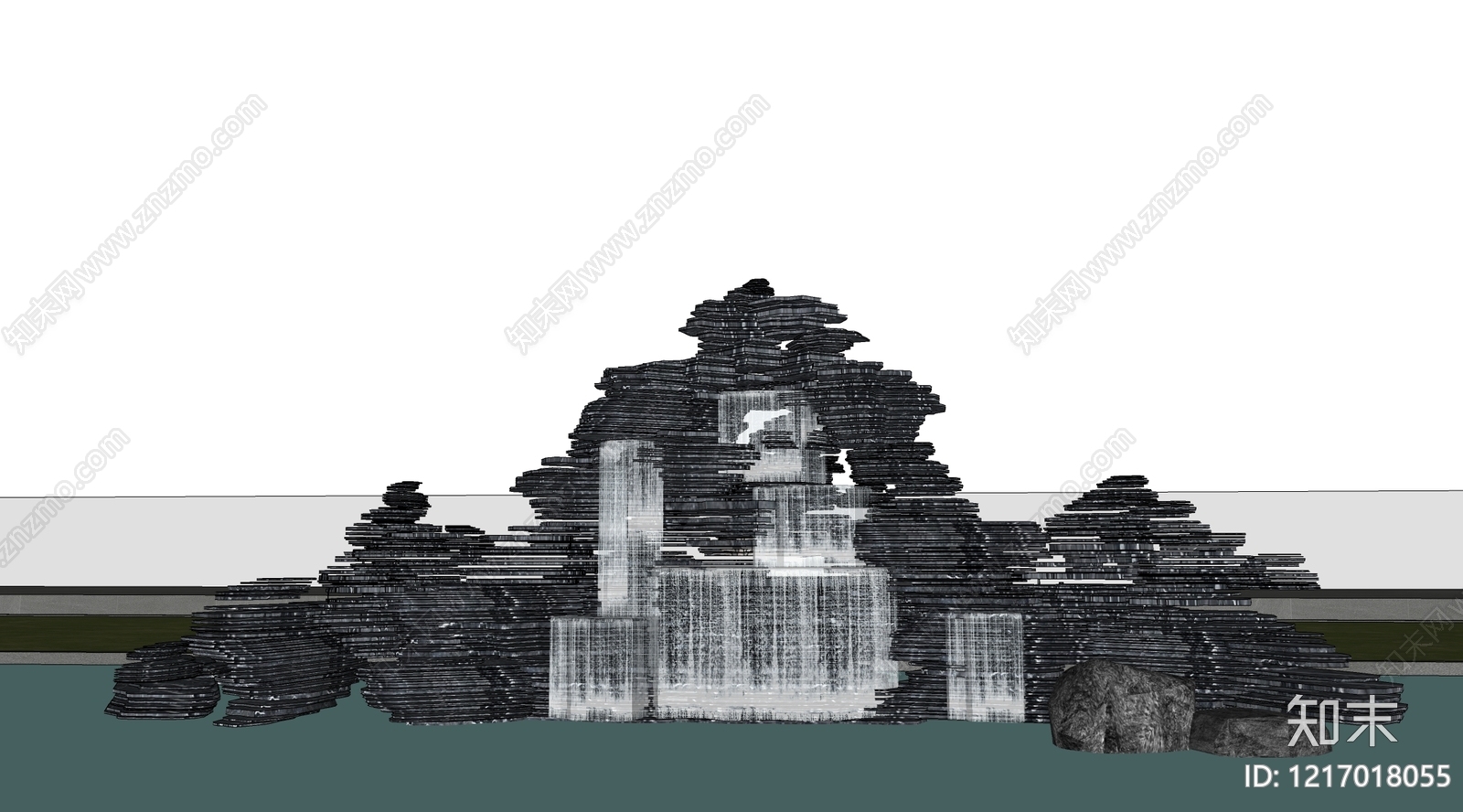 新中式景观景观石SU模型下载【ID:1217018055】