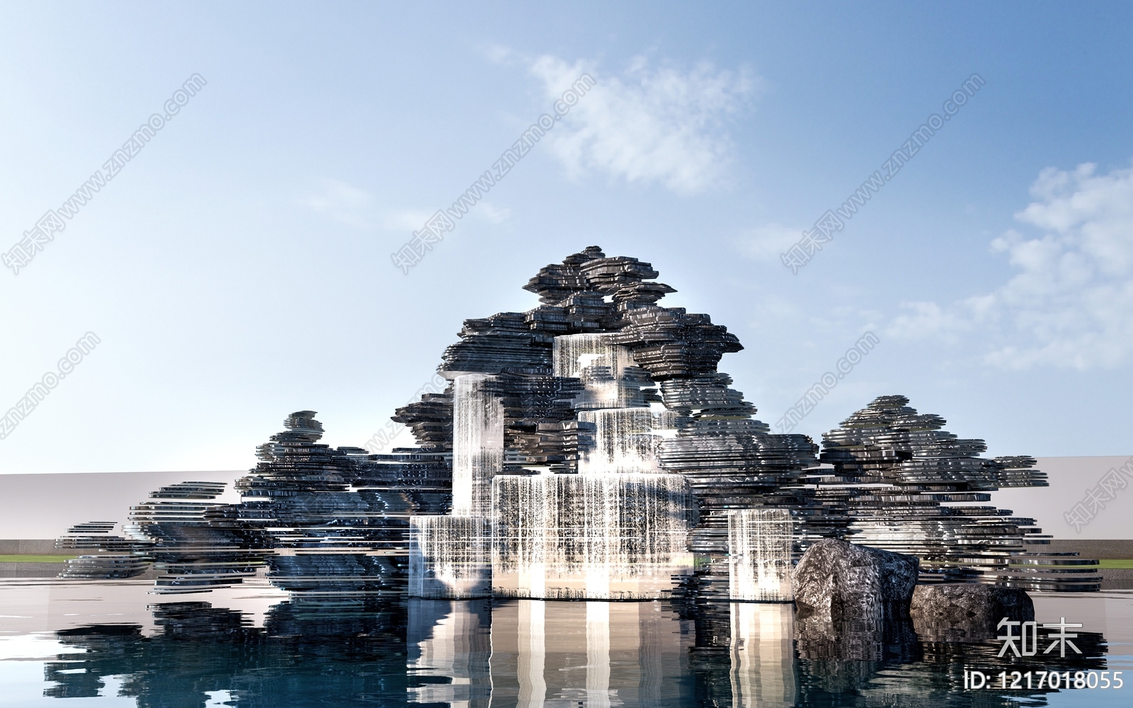 新中式景观景观石SU模型下载【ID:1217018055】