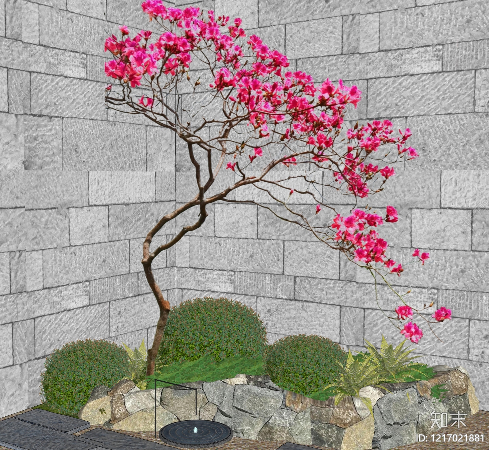 新中式景观乔木SU模型下载【ID:1217021881】
