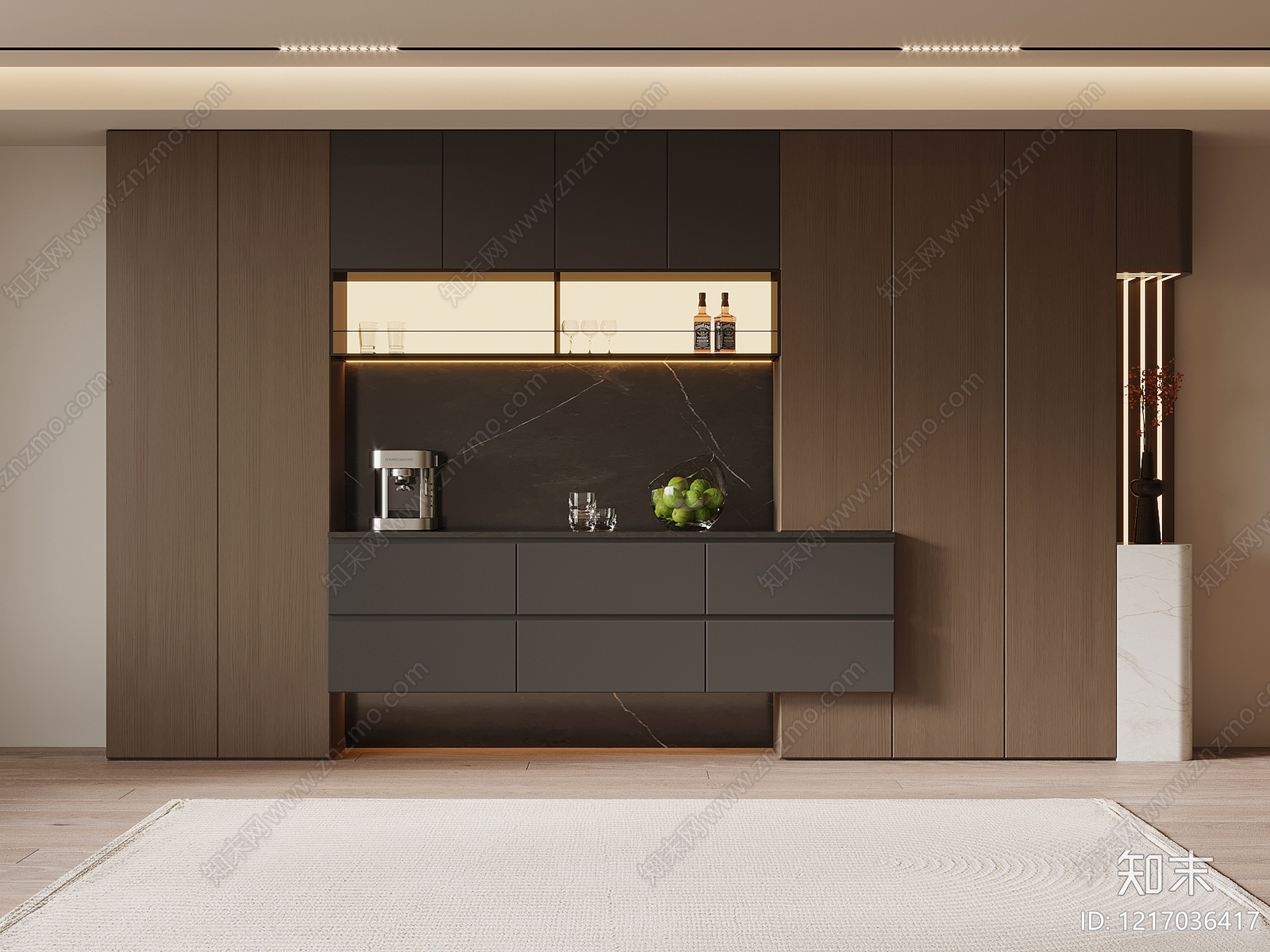 现代极简酒柜3D模型下载【ID:1217036417】