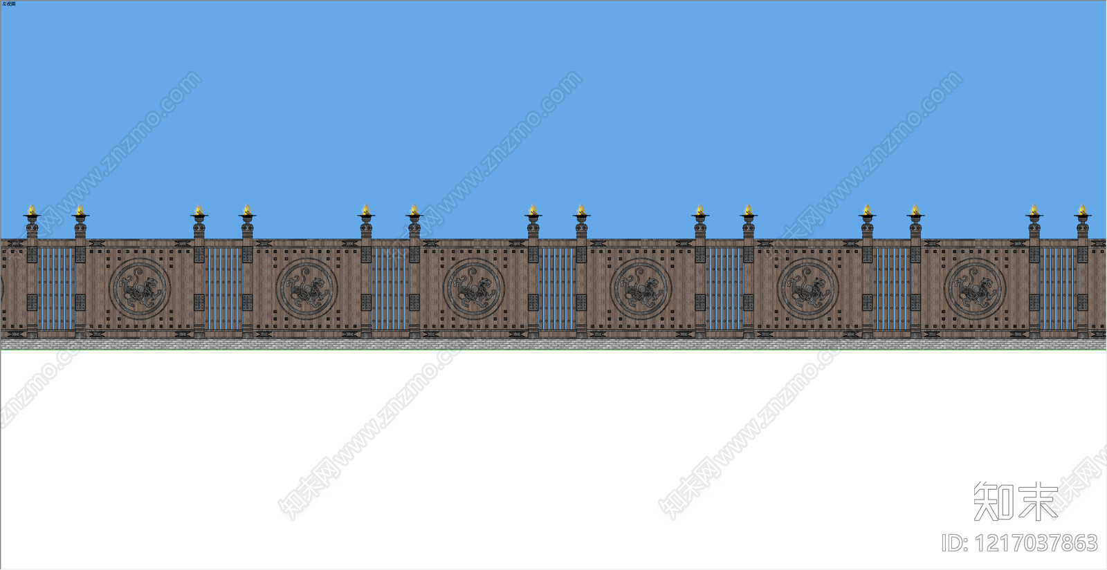 新中式围栏护栏SU模型下载【ID:1217037863】