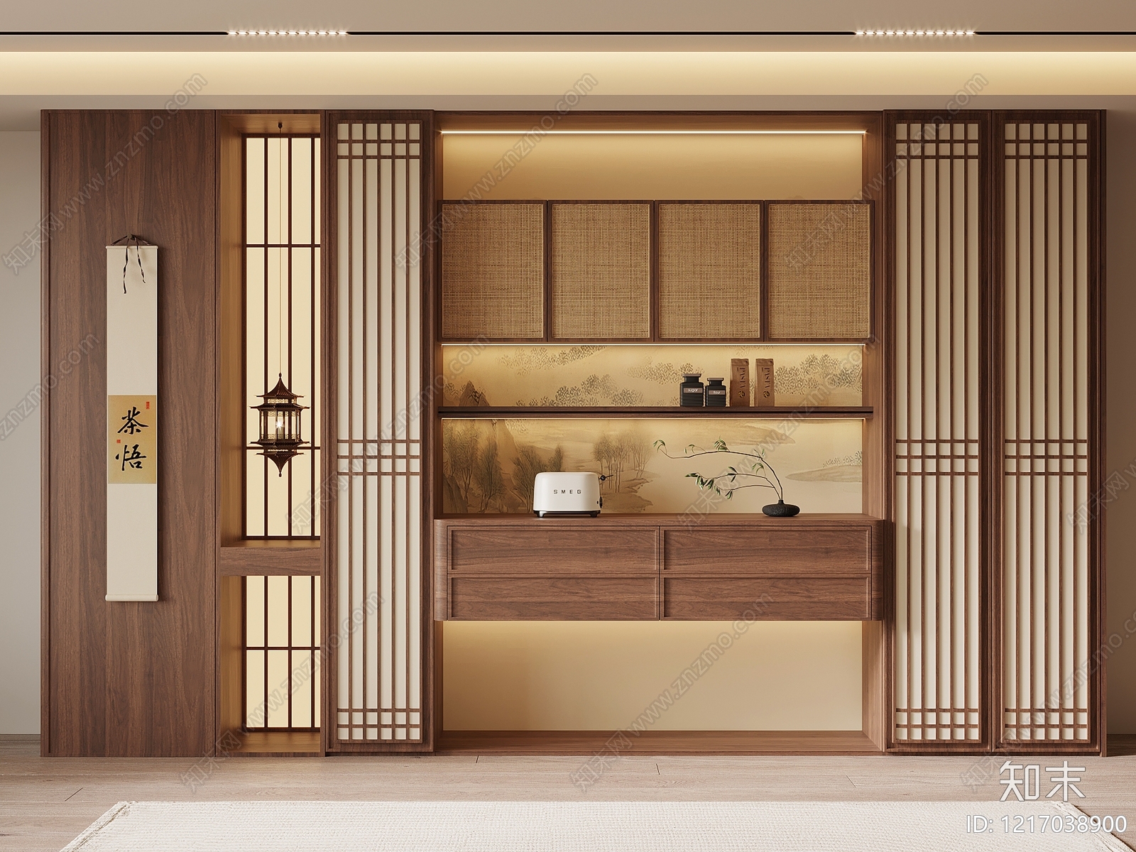 新中式酒柜3D模型下载【ID:1217038900】