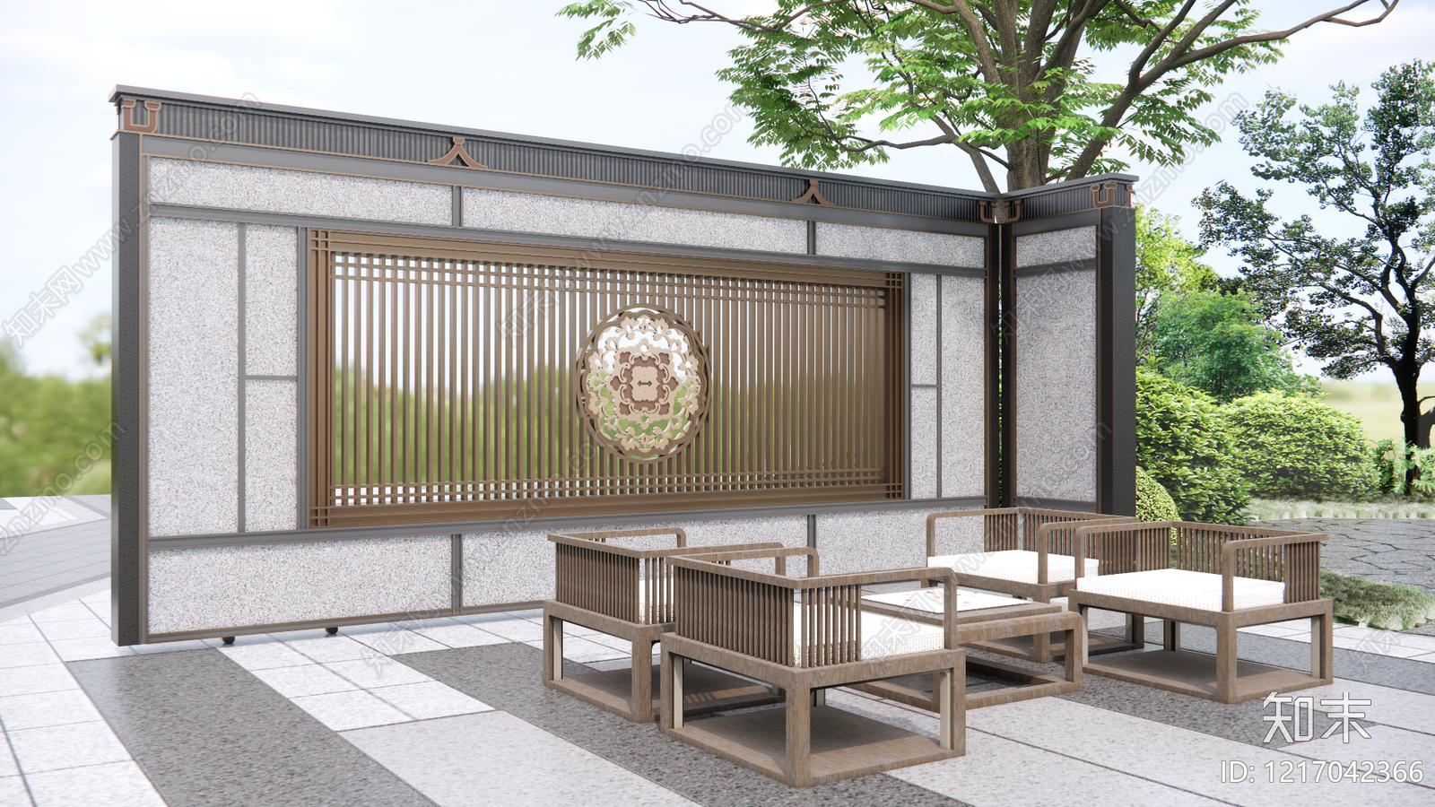 新中式中式景墙施工图下载【ID:1217042366】