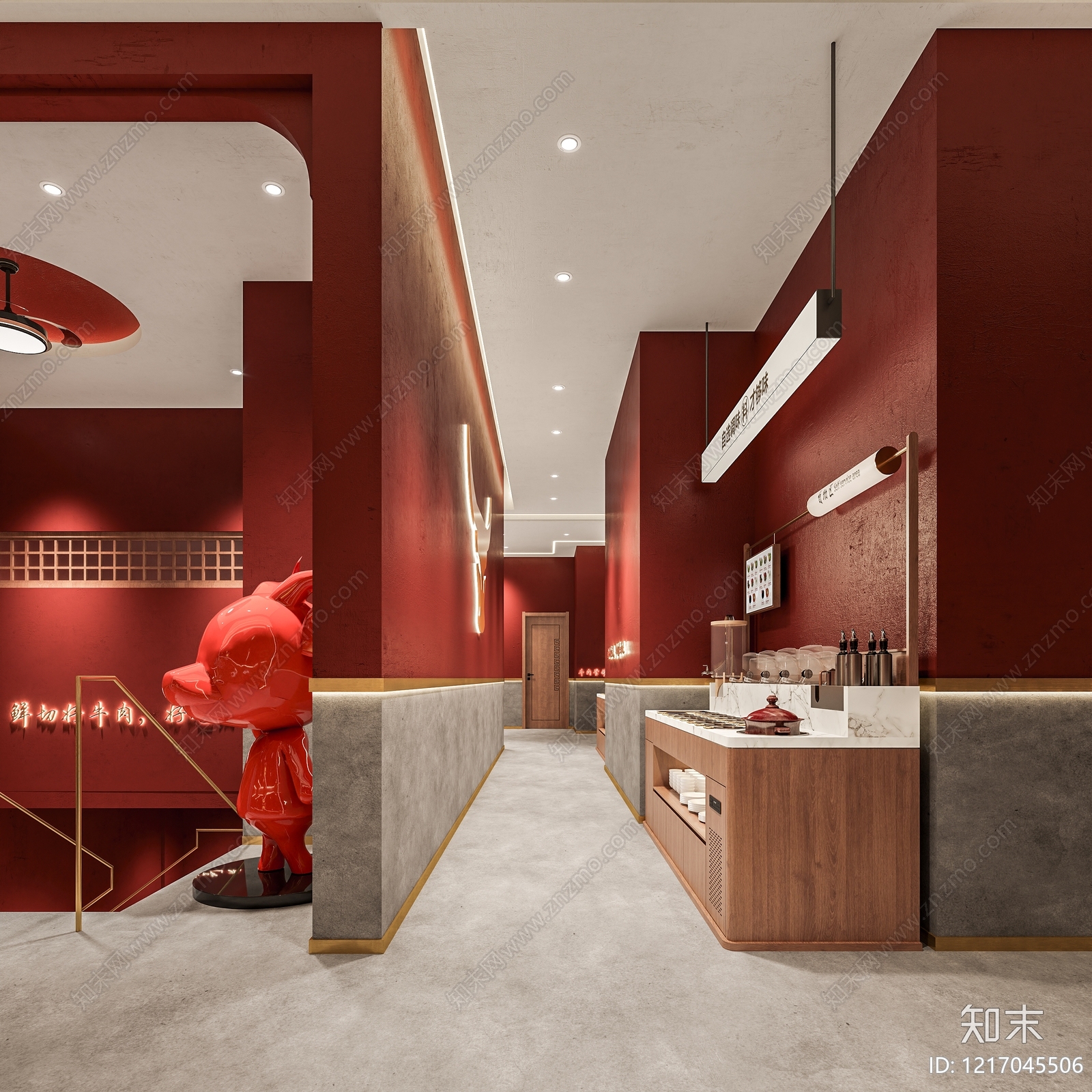 新中式中餐厅3D模型下载【ID:1217045506】